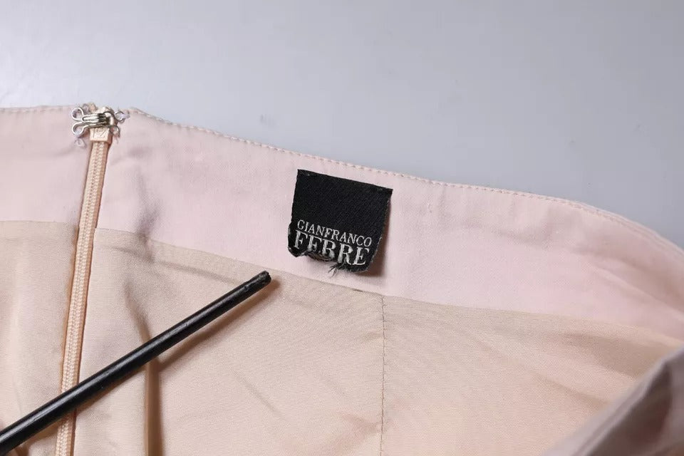 Jupe crayon GF Ferre en coton stretch beige taille mi-haute