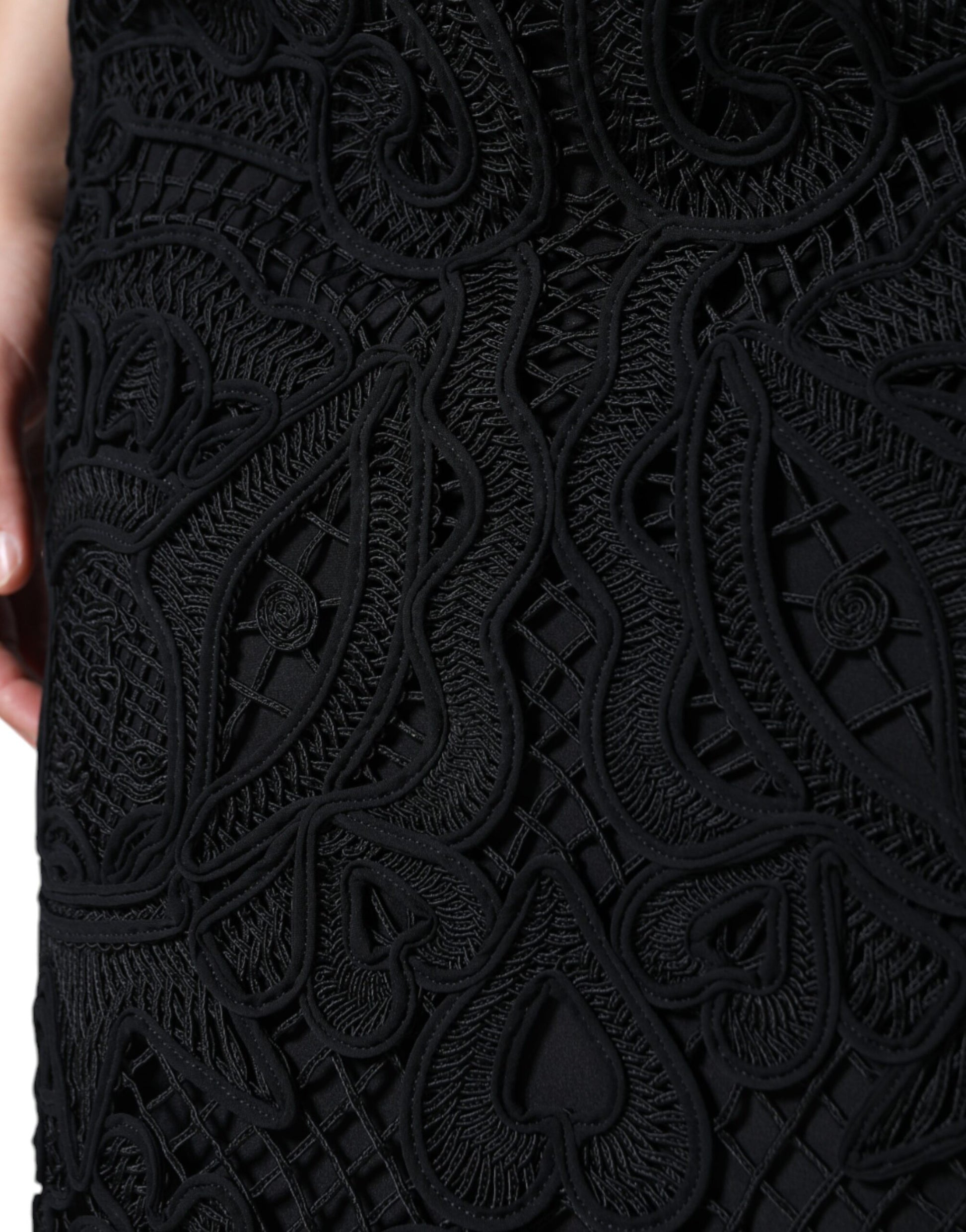 Jupe Crayon Noire Taille Haute en Dentelle Florale Dolce & Gabbana