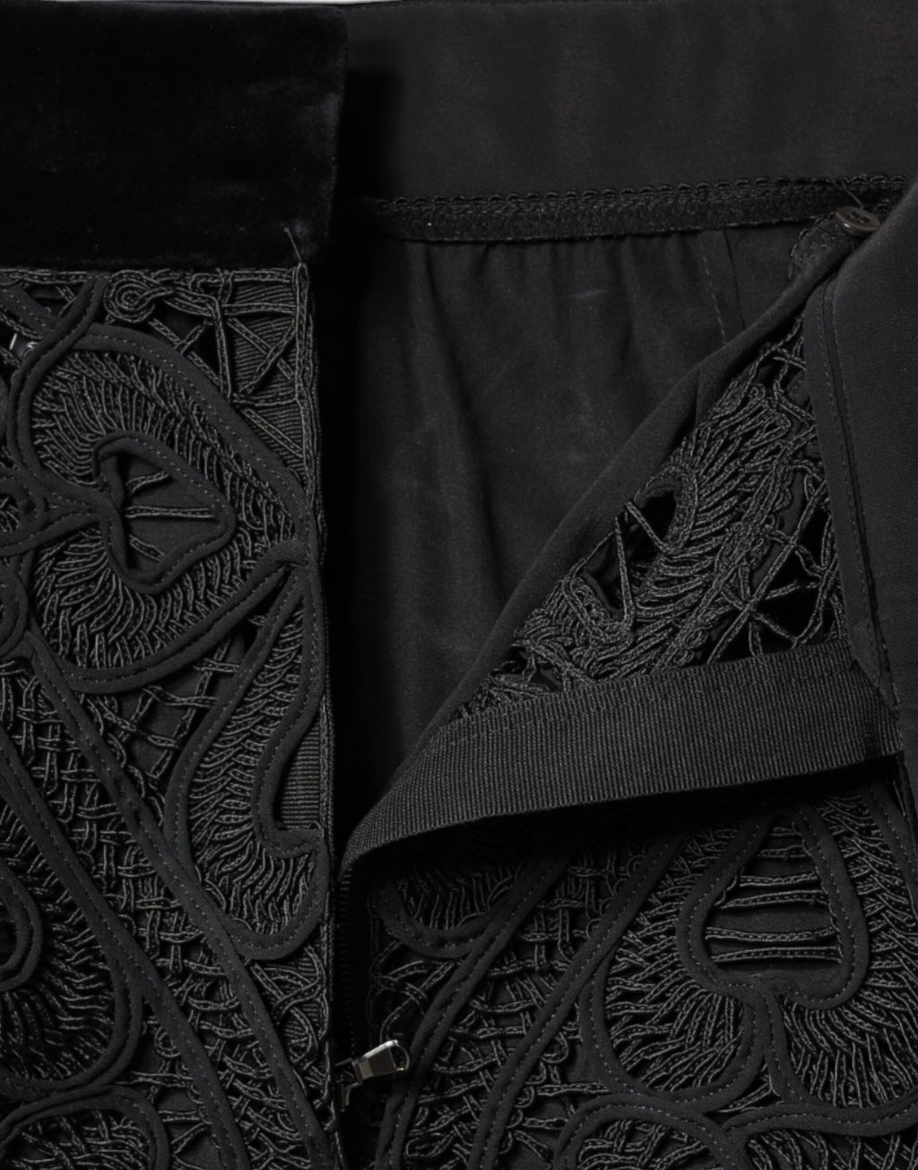 Jupe Crayon Noire Taille Haute en Dentelle Florale Dolce & Gabbana