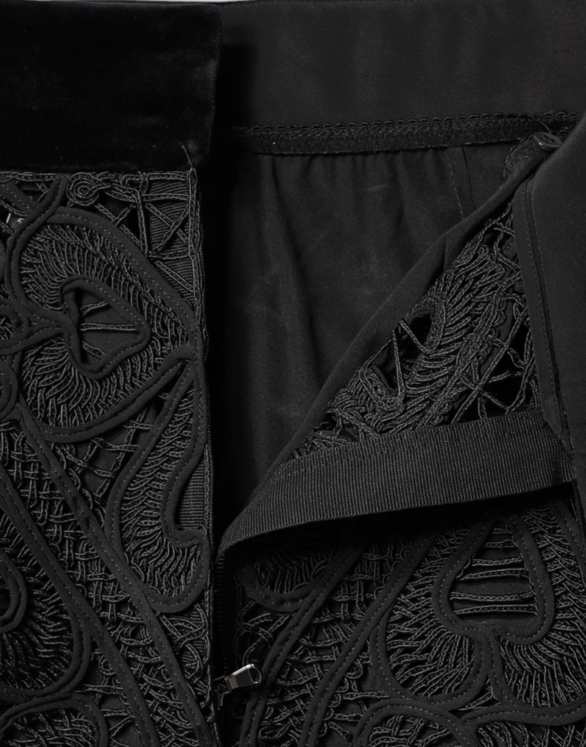Jupe Crayon Noire Taille Haute en Dentelle Florale Dolce & Gabbana