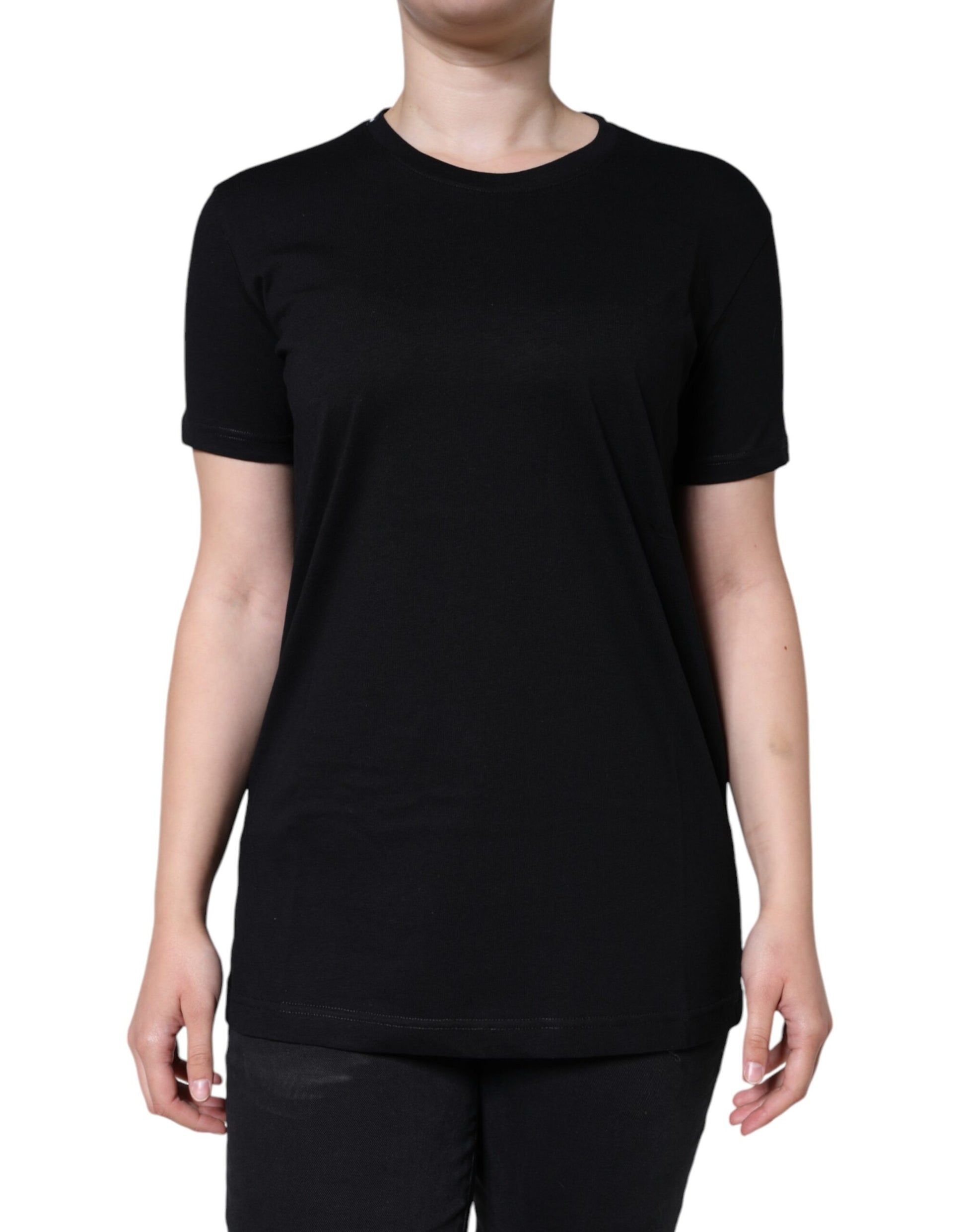 T-shirt Dolce & Gabbana noir en coton à col rond et manches courtes