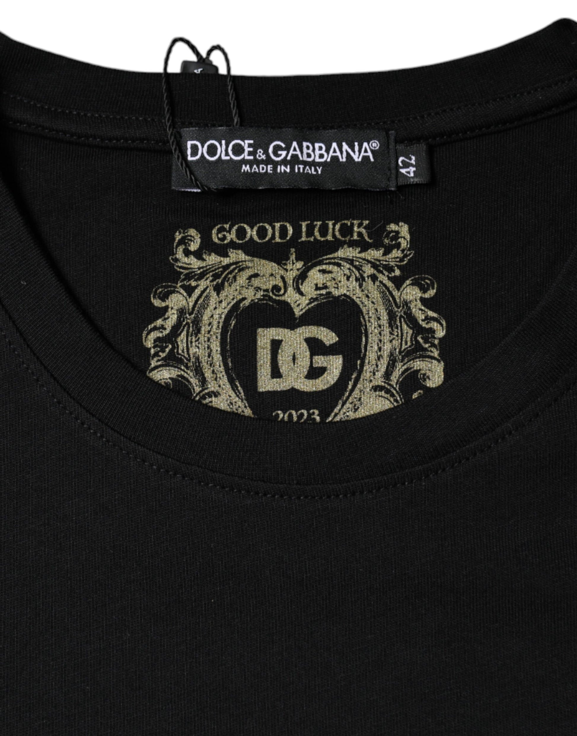 T-shirt Dolce & Gabbana noir en coton à col rond et manches courtes