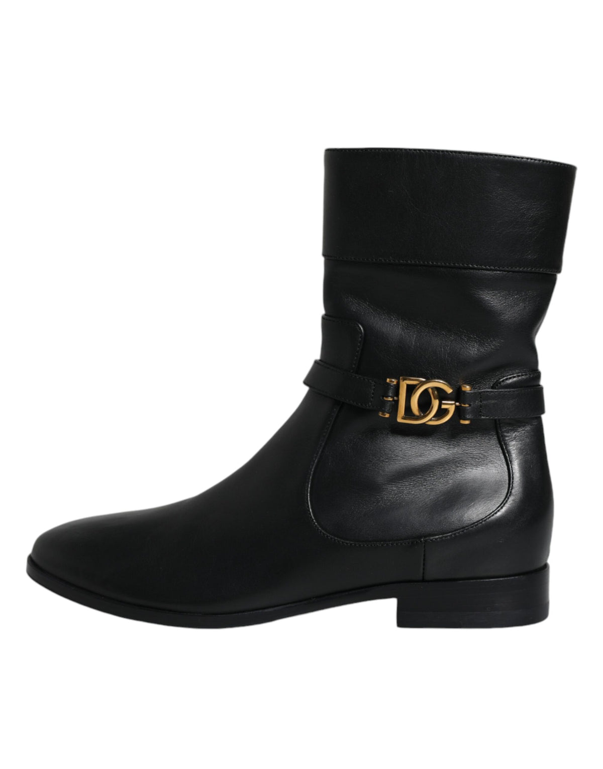 Bottes mi-mollet Dolce & Gabbana en cuir noir avec logo