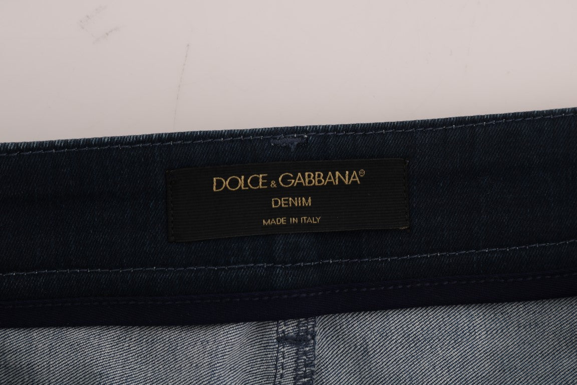 Mini-jupe courte en jean rayée bleue Dolce & Gabbana