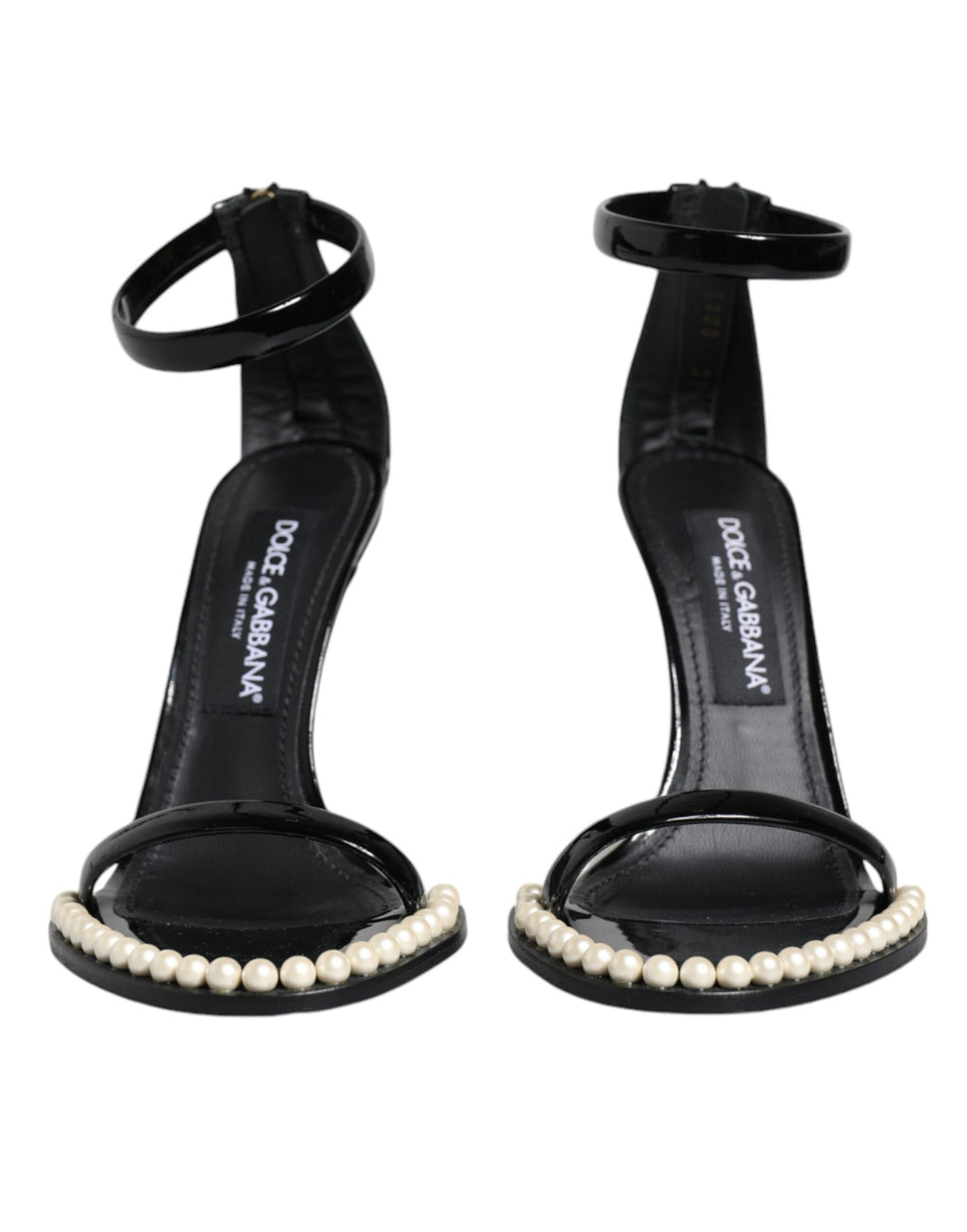 Chaussures à talons sandales Dolce & Gabbana Keira en cuir noir et fausses perles