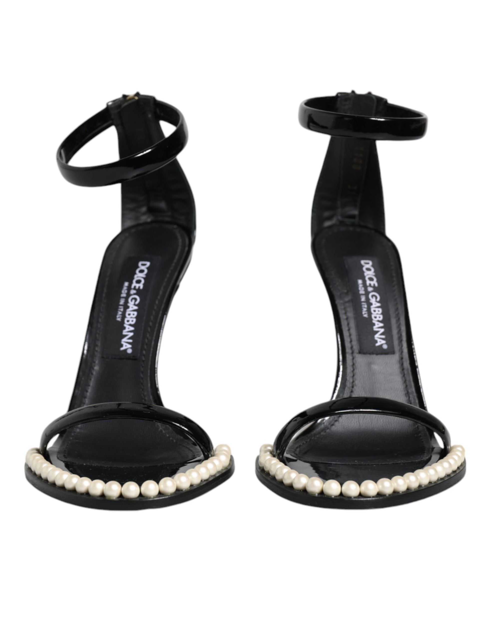 Chaussures à talons sandales Dolce & Gabbana Keira en cuir noir et fausses perles