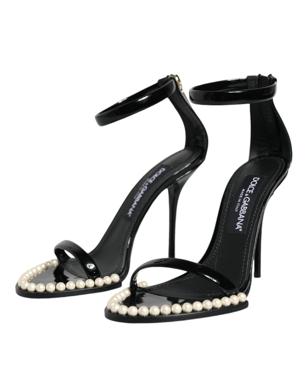 Chaussures à talons sandales Dolce & Gabbana Keira en cuir noir et fausses perles