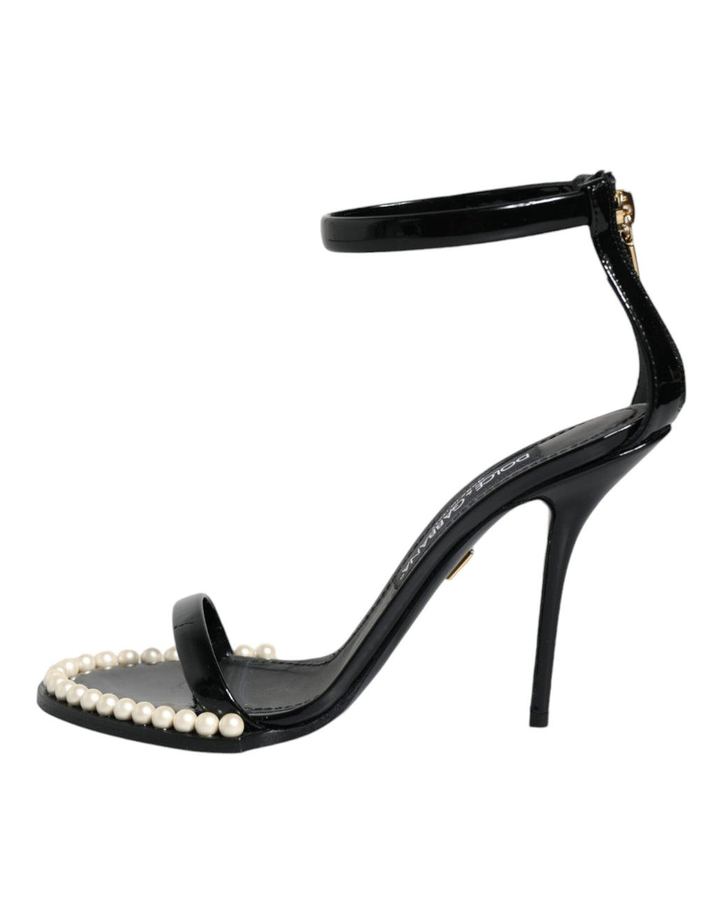 Chaussures à talons sandales Dolce & Gabbana Keira en cuir noir et fausses perles