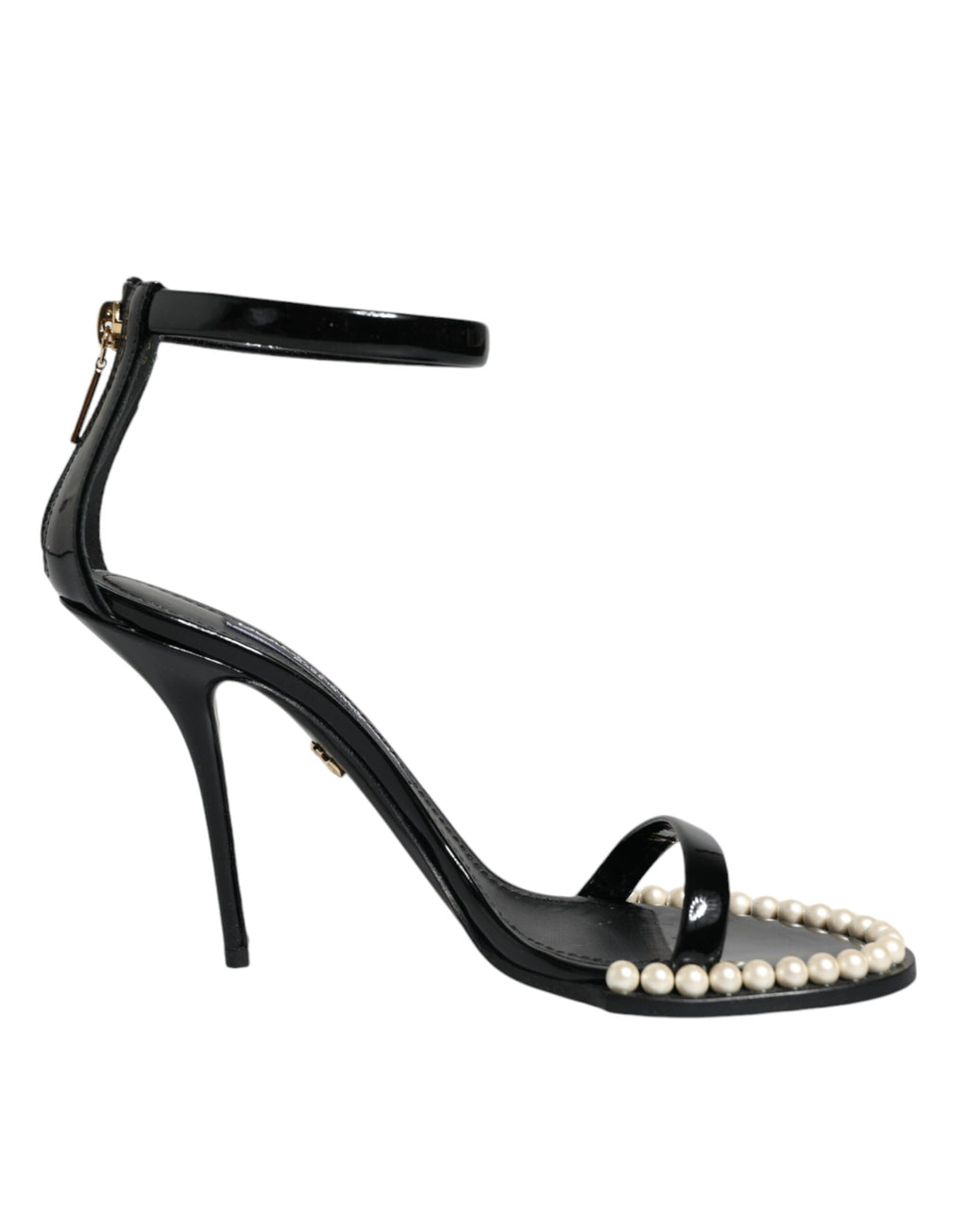 Chaussures à talons sandales Dolce & Gabbana Keira en cuir noir et fausses perles