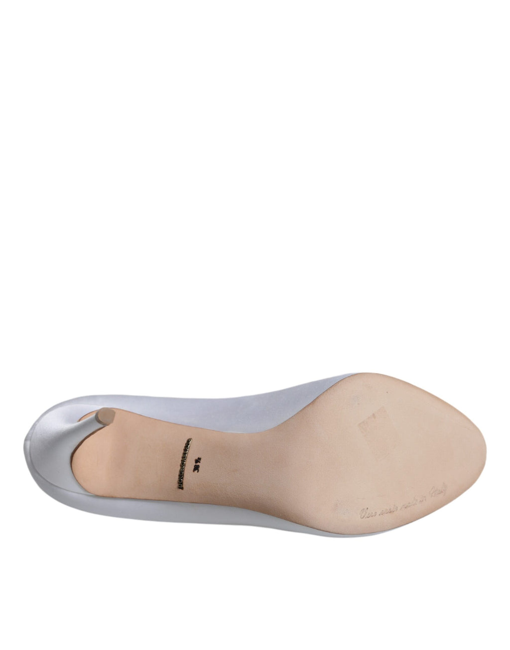 Chaussures à talons Dolce & Gabbana en satin blanc avec cristaux et bout ouvert