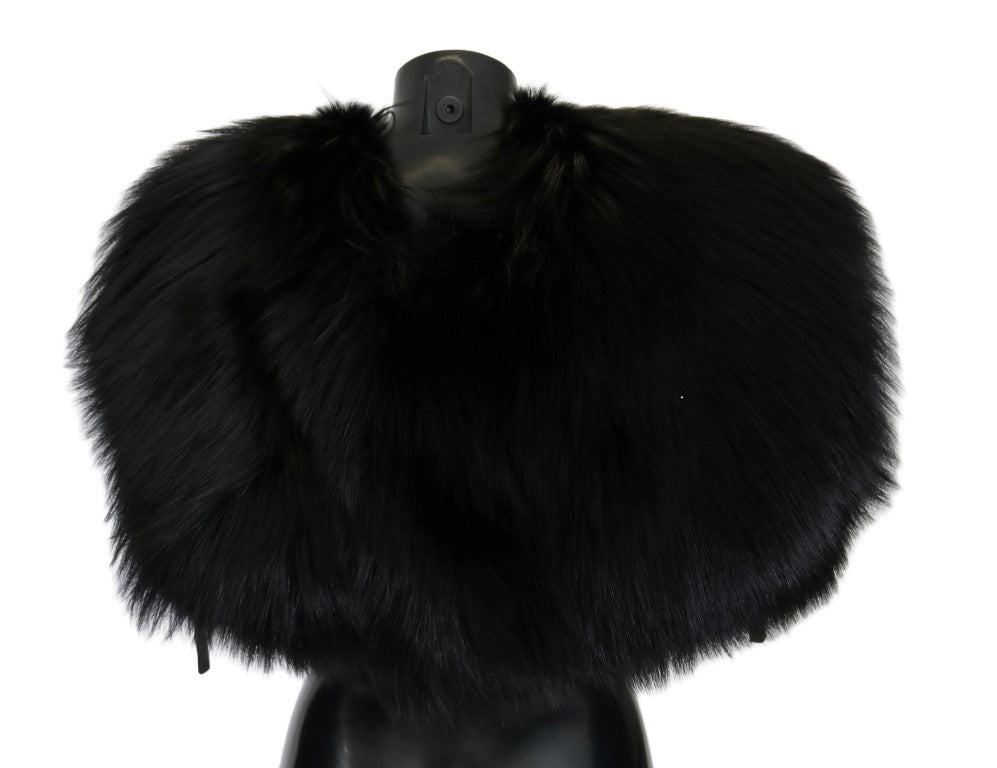 Écharpe en fourrure de renard argenté noire Dolce & Gabbana