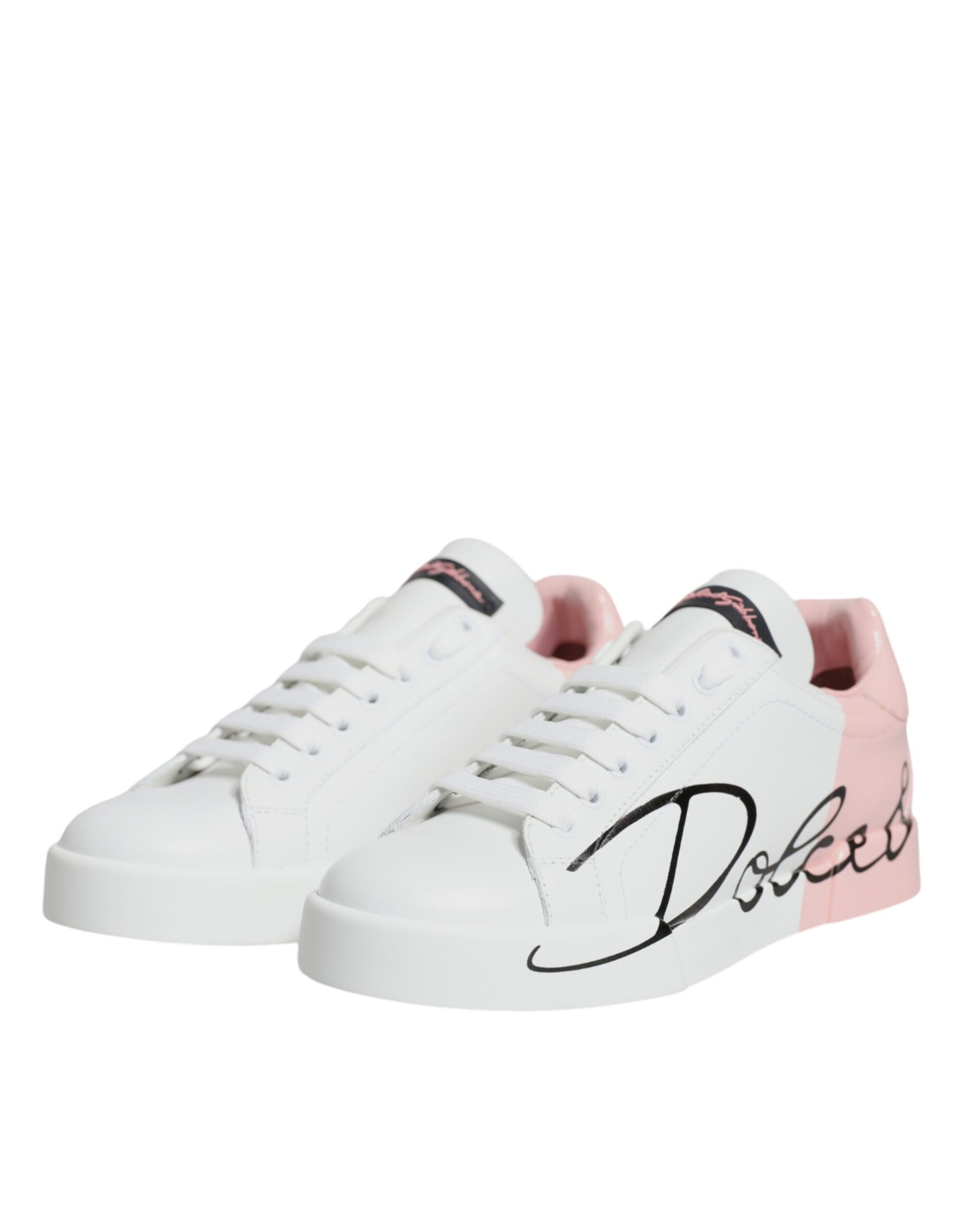 Chaussures Baskets Basses Dolce & Gabbana Blanches Roses Portofino