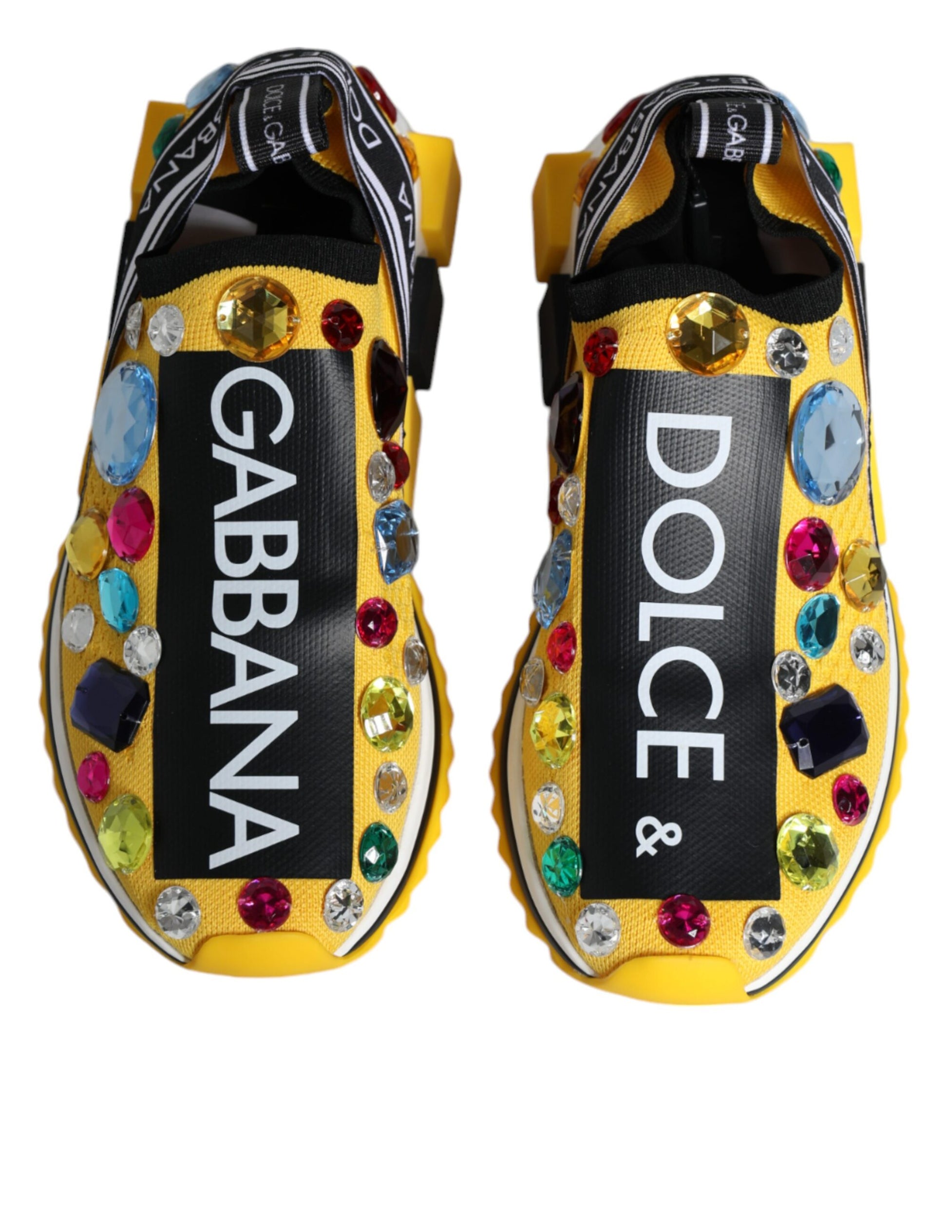 Chaussures Baskets Basses Dolce & Gabbana Sorrento Jaune Cristaux