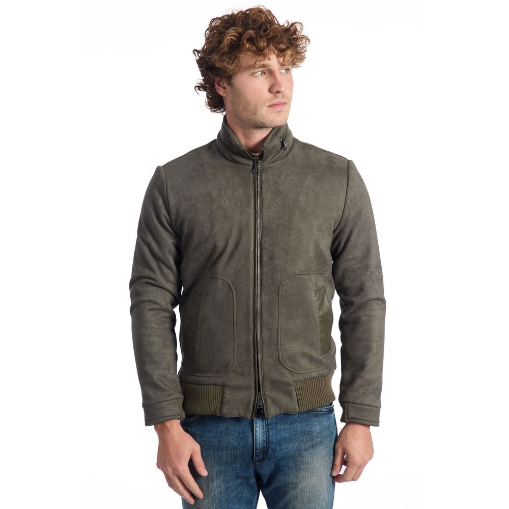 Roberto Pepe Blouson de luxe pour homme en cuir écologique vert