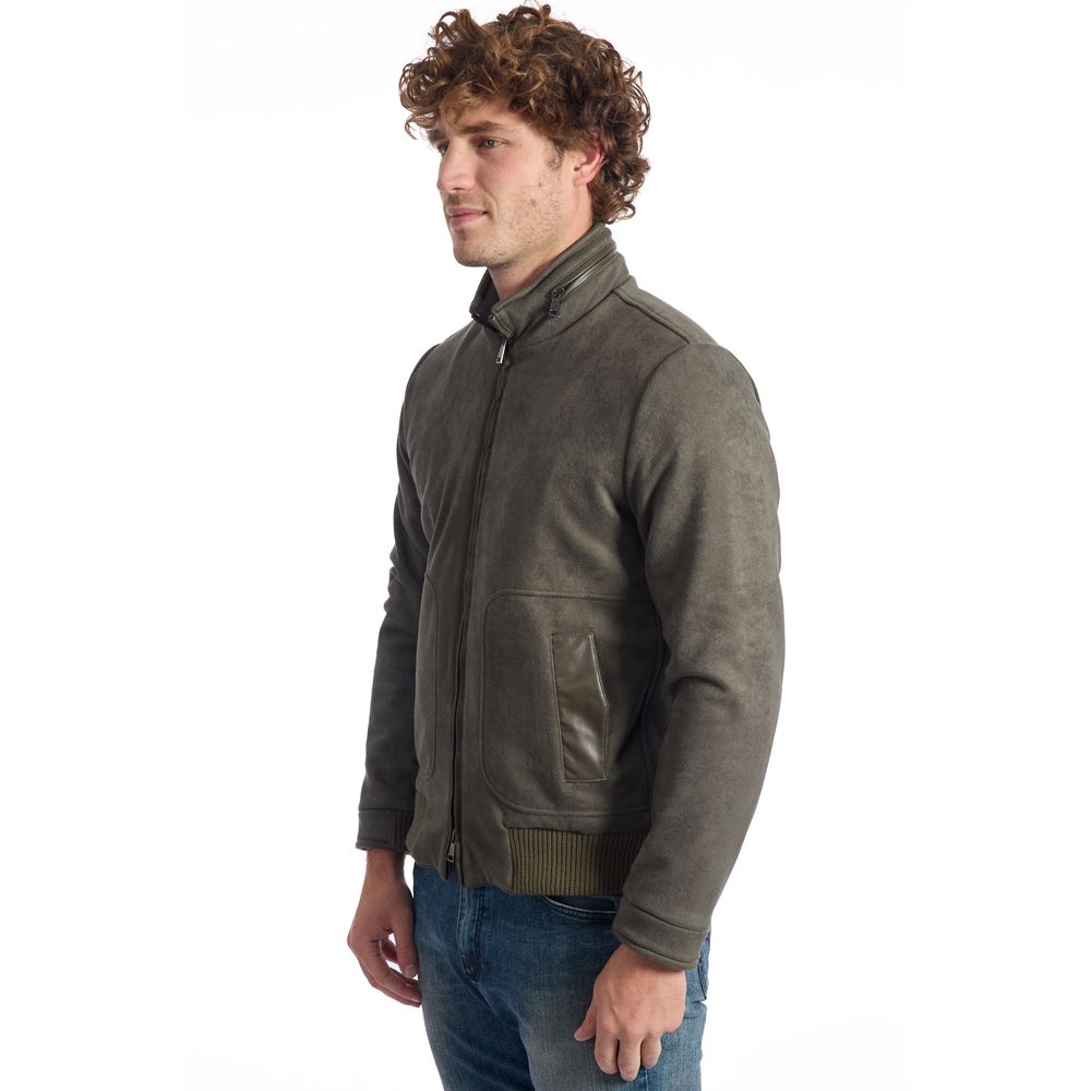 Roberto Pepe Blouson de luxe pour homme en cuir écologique vert