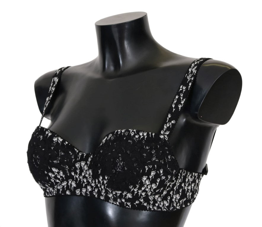 Soutien-gorge Dolce & Gabbana en soie noire et dentelle blanche extensible