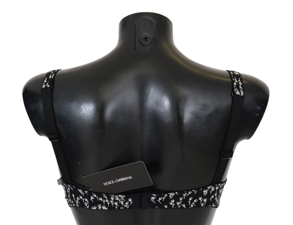 Soutien-gorge Dolce & Gabbana en soie noire et dentelle blanche extensible