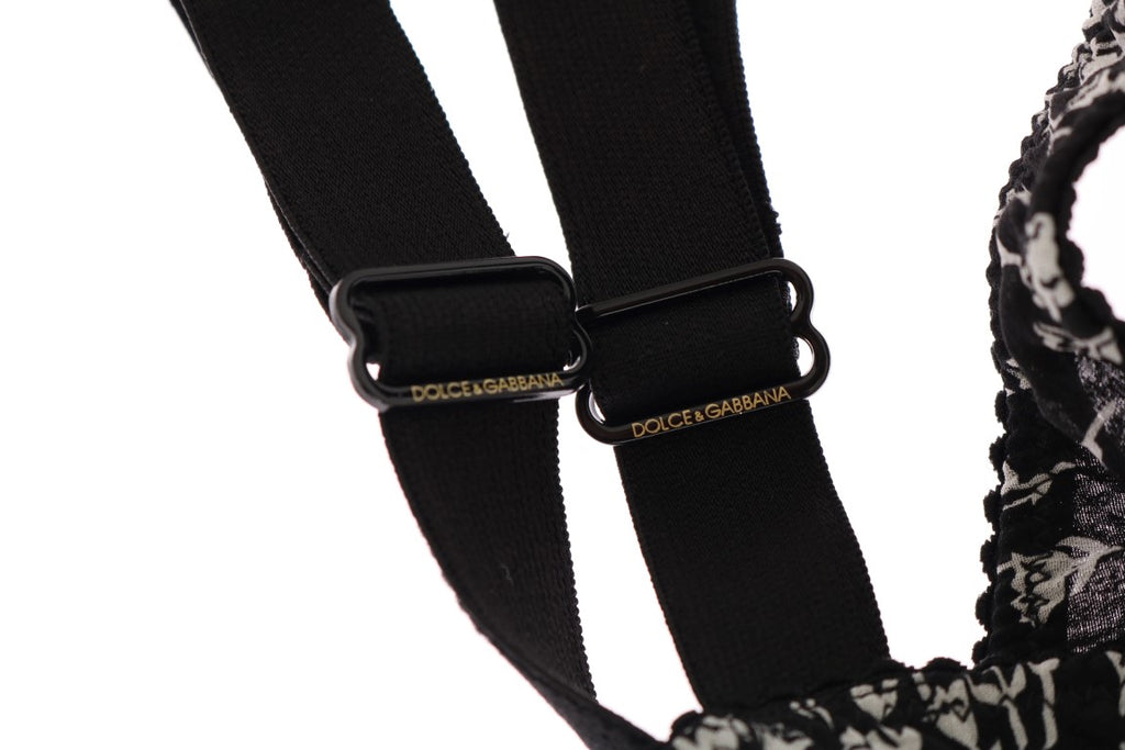 Soutien-gorge Dolce & Gabbana en soie noire et dentelle blanche extensible
