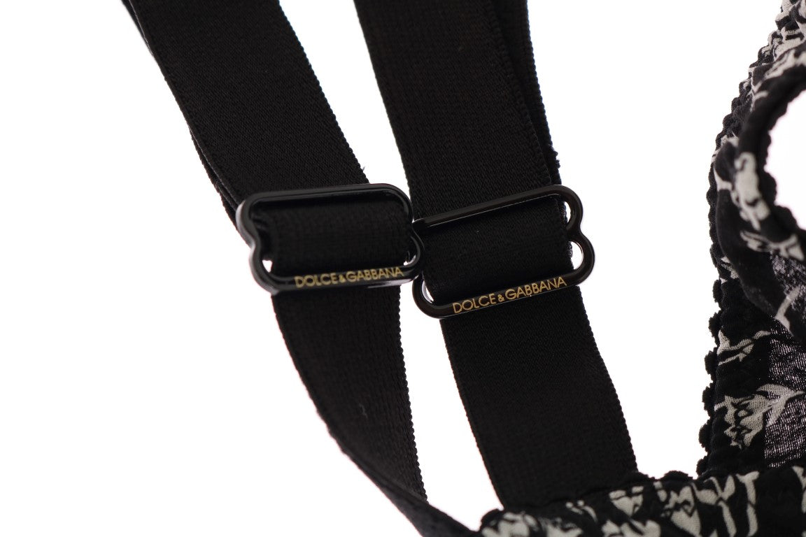 Soutien-gorge Dolce & Gabbana en soie noire et dentelle blanche extensible