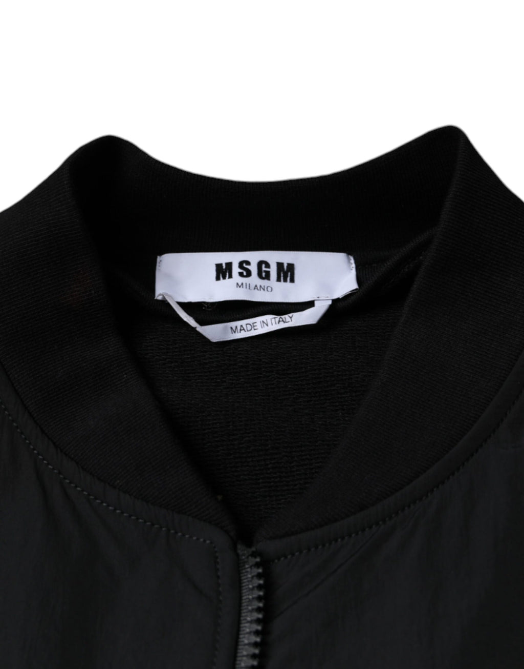 MSGM – Bomberjacke aus schwarzer Baumwolle mit durchgehendem Reißverschluss und langen Ärmeln