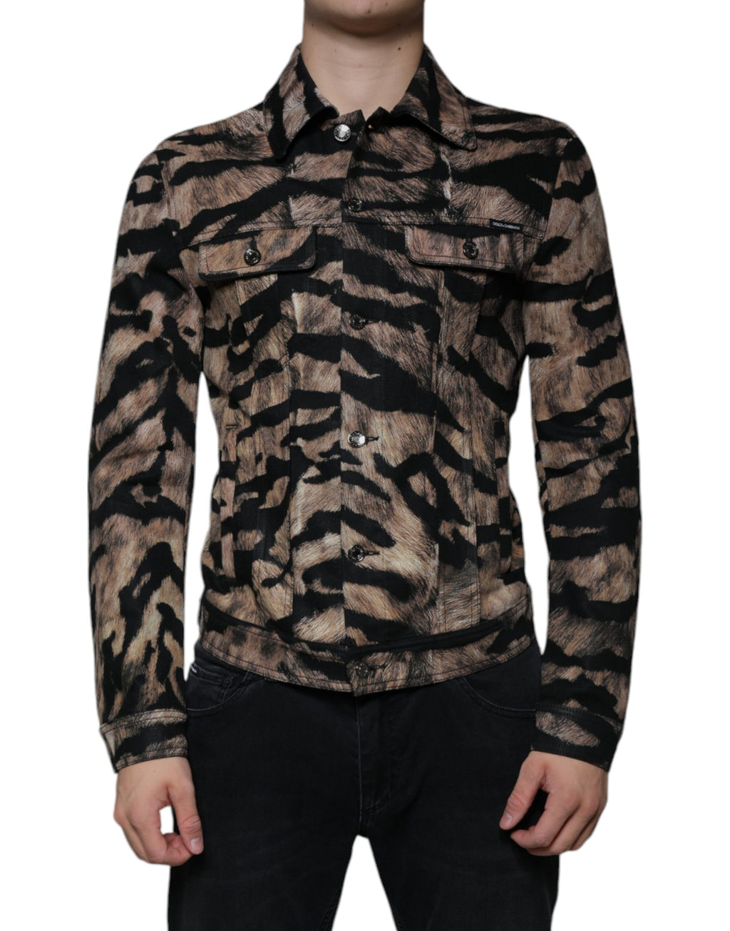 Veste boutonnée à col tigre marron Dolce & Gabbana