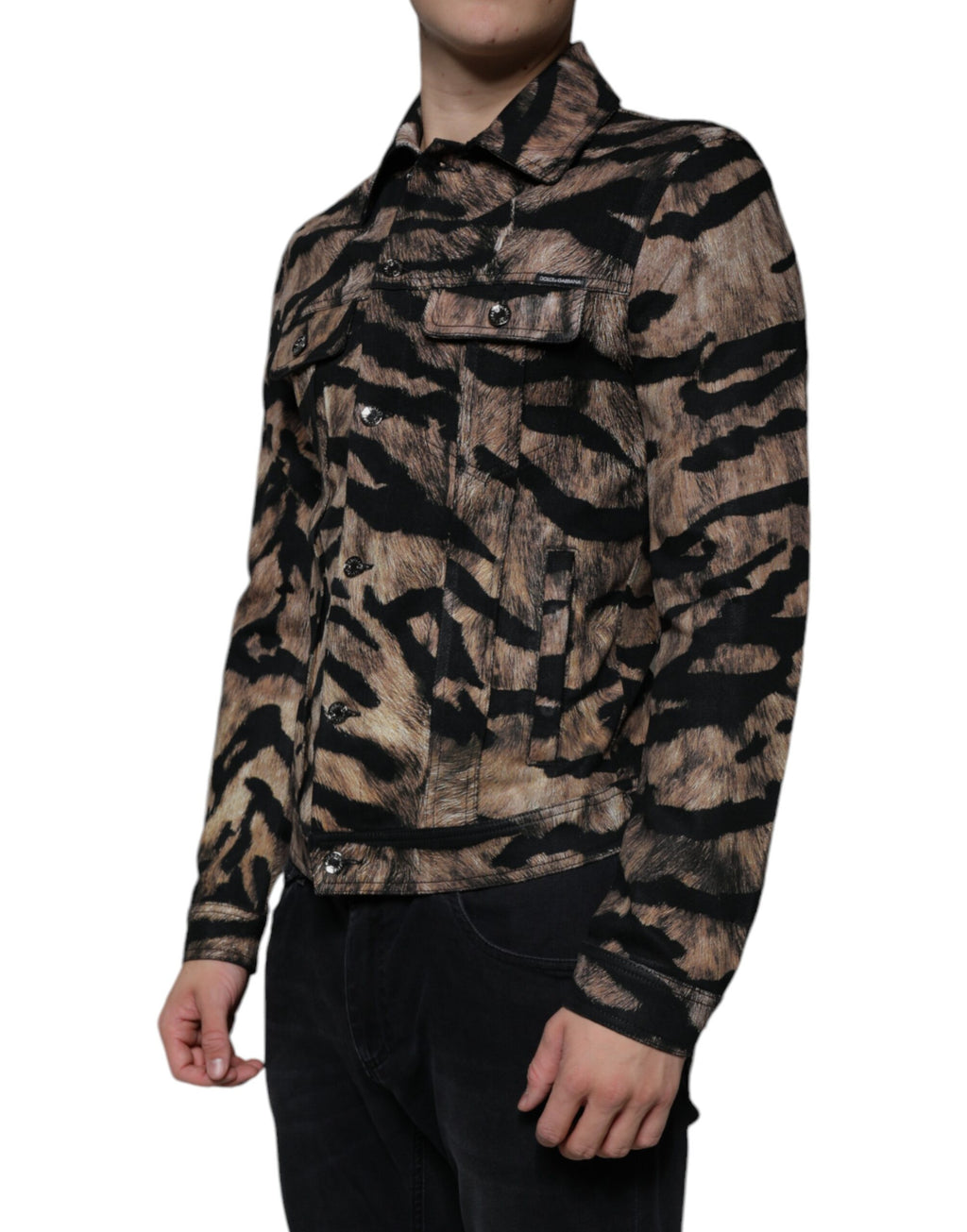Veste boutonnée à col tigre marron Dolce & Gabbana