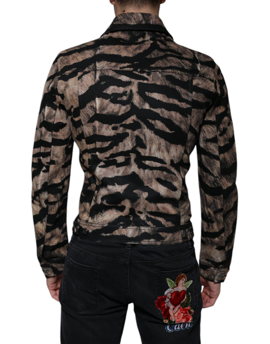 Veste boutonnée à col tigre marron Dolce & Gabbana