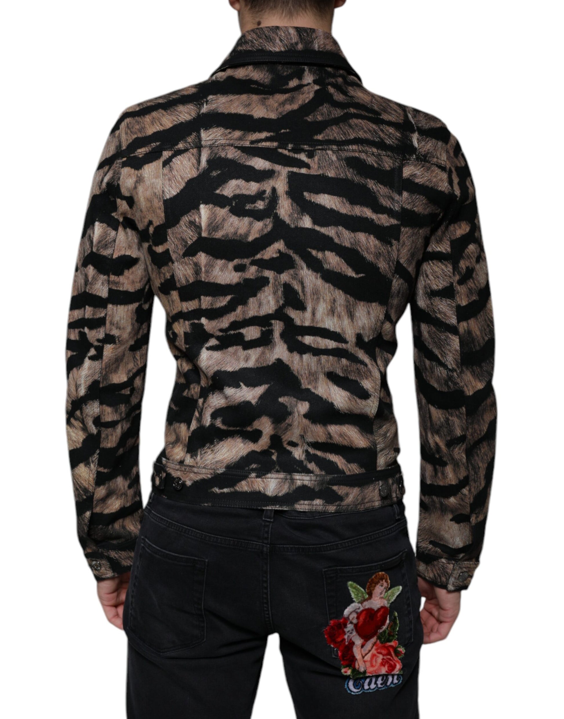 Veste boutonnée à col tigre marron Dolce & Gabbana