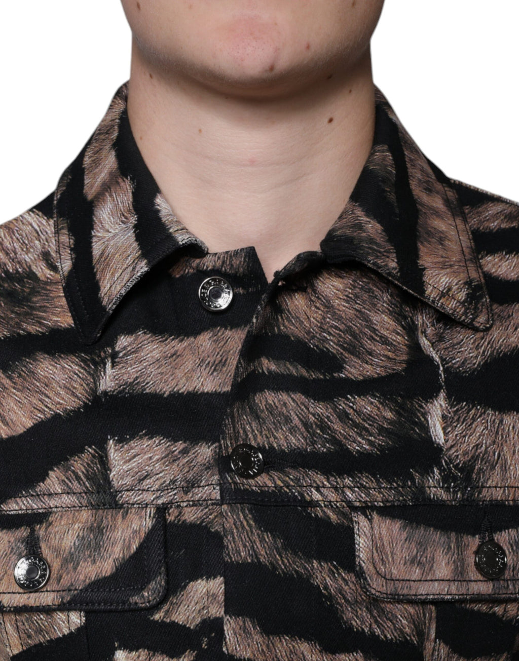 Veste boutonnée à col tigre marron Dolce & Gabbana