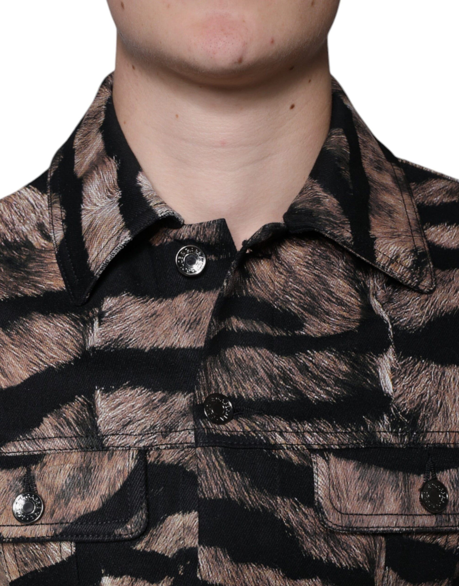 Veste boutonnée à col tigre marron Dolce & Gabbana