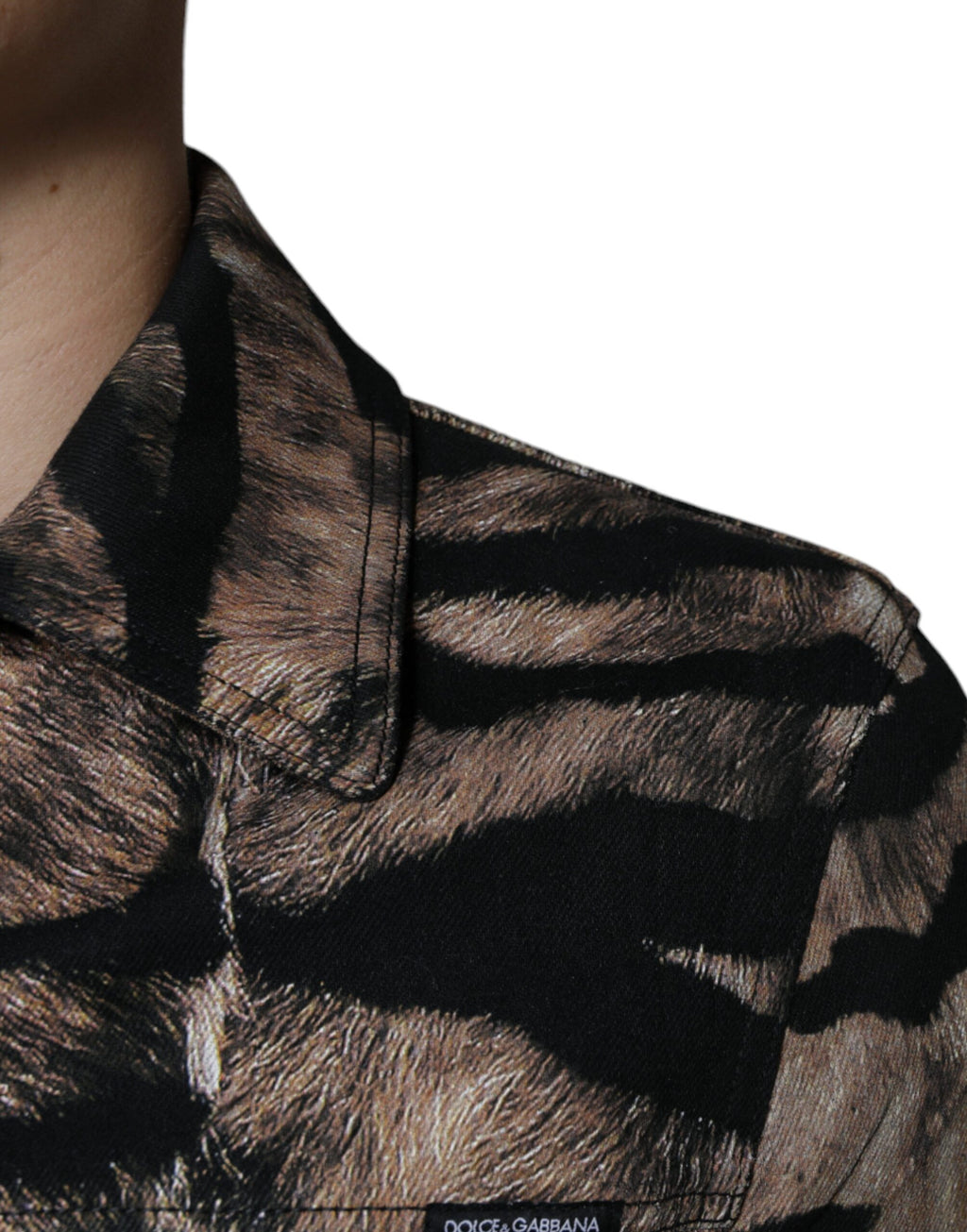 Veste boutonnée à col tigre marron Dolce & Gabbana