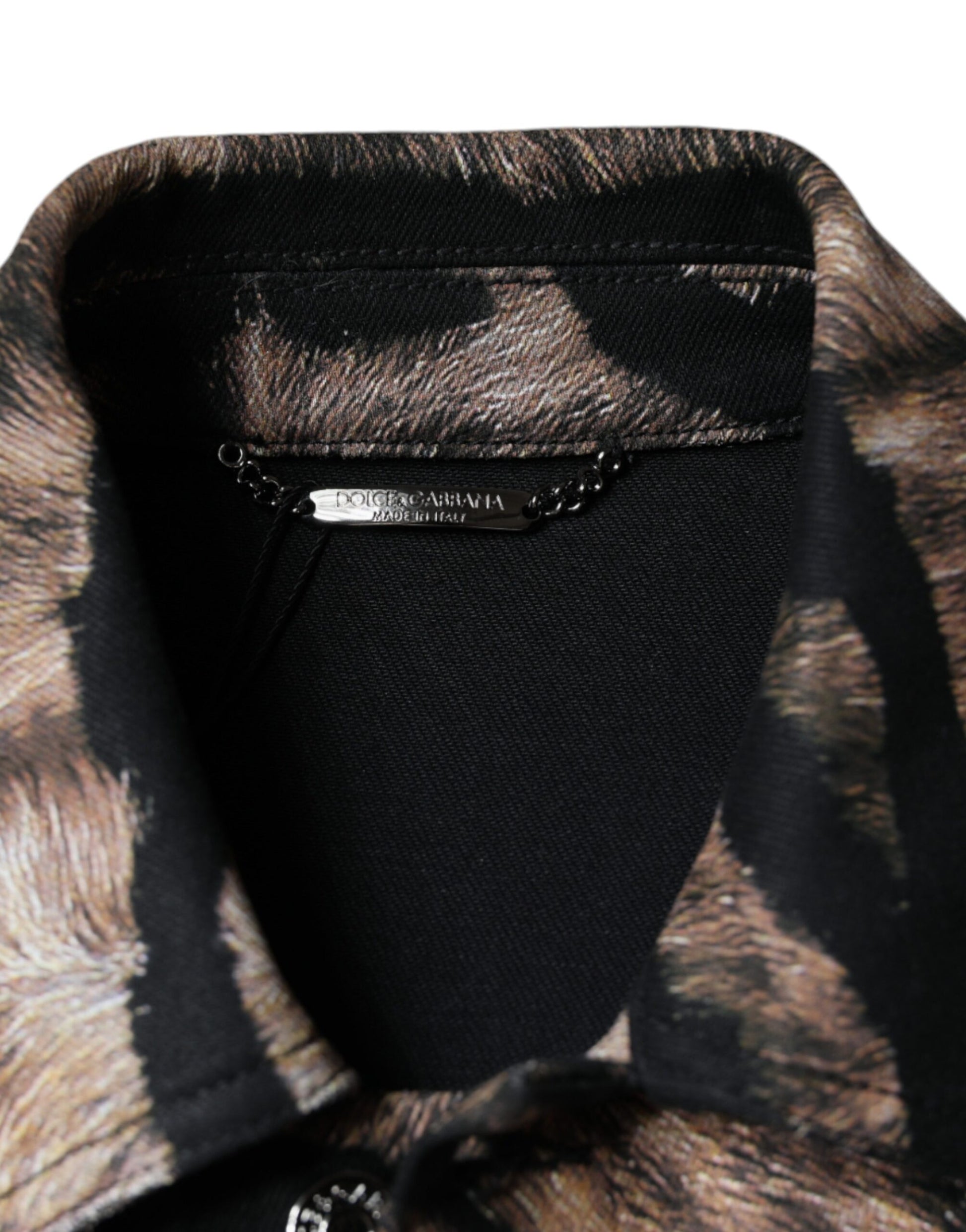 Veste boutonnée à col tigre marron Dolce & Gabbana
