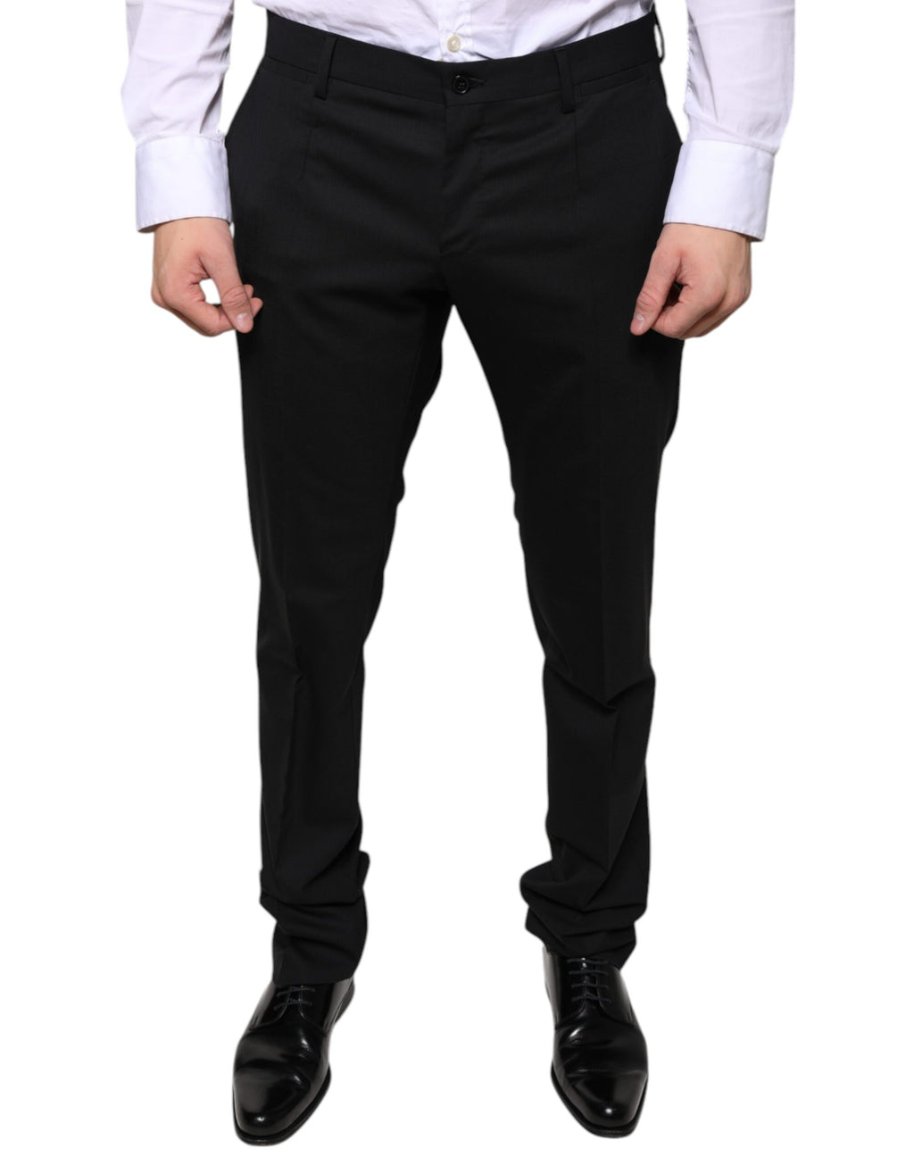 Pantalon de costume ajusté noir en laine Dolce & Gabbana