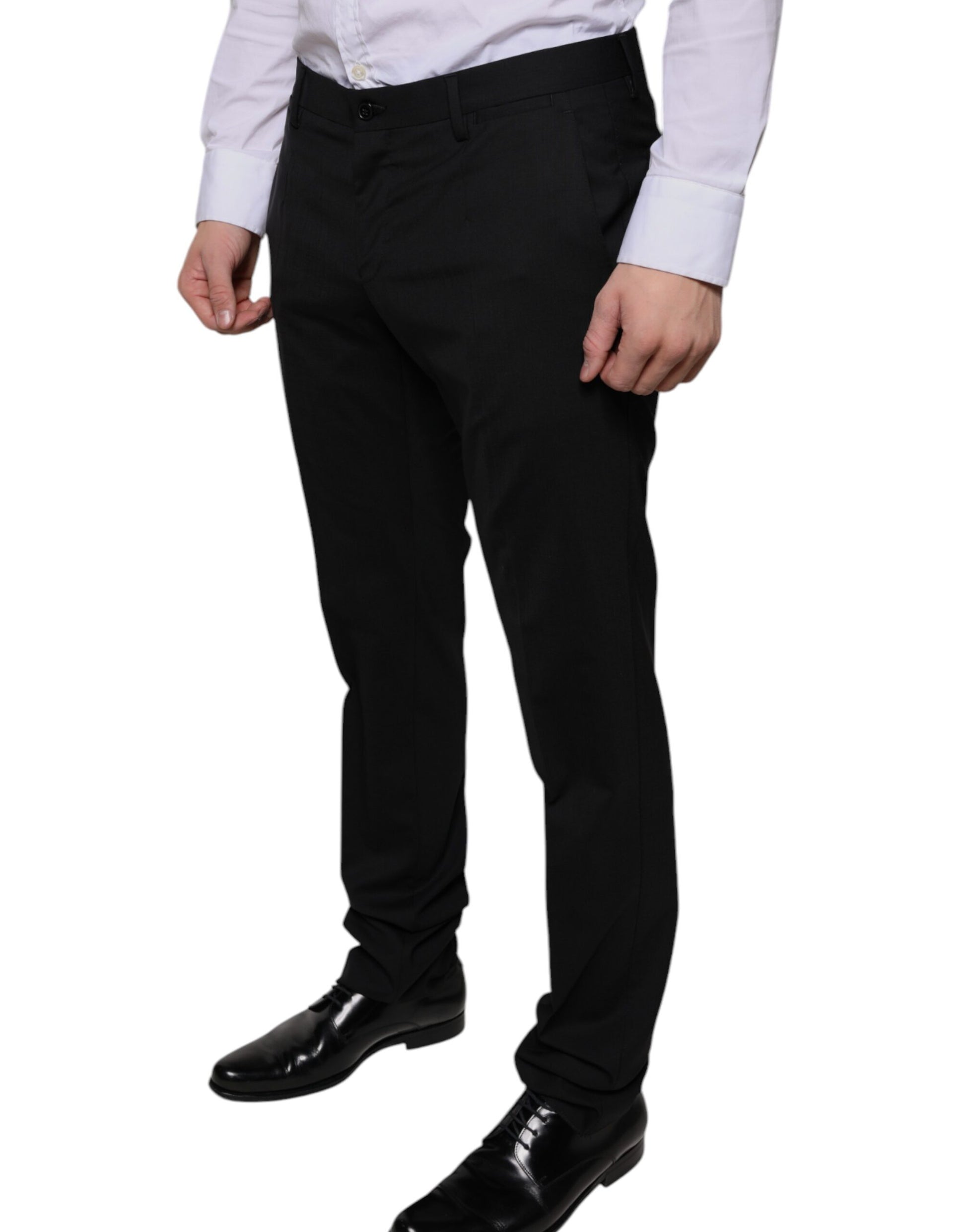 Pantalon de costume ajusté noir en laine Dolce & Gabbana