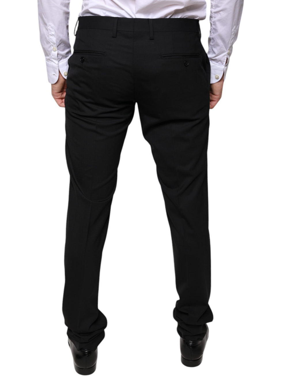 Pantalon de costume ajusté noir en laine Dolce & Gabbana