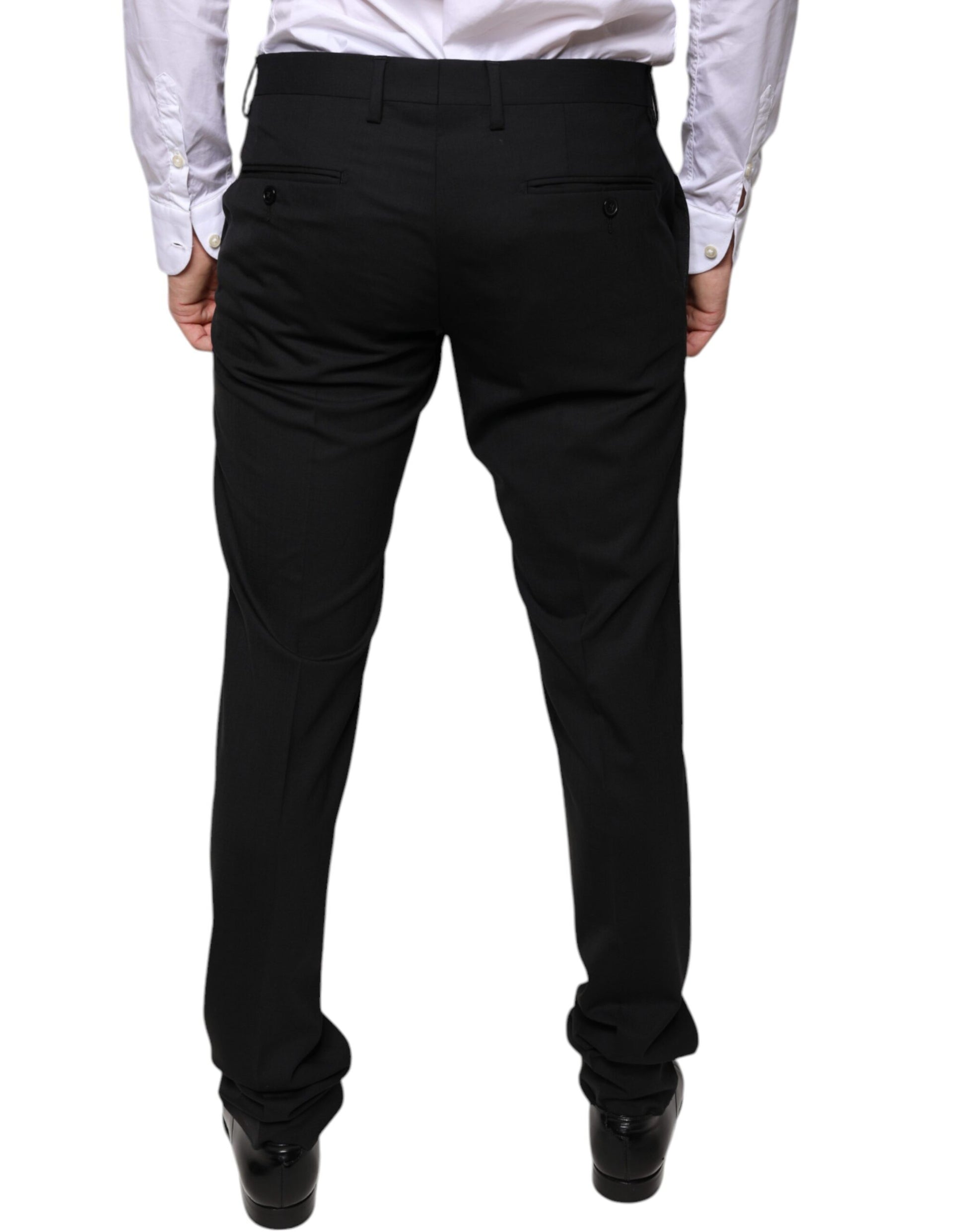 Pantalon de costume ajusté noir en laine Dolce & Gabbana