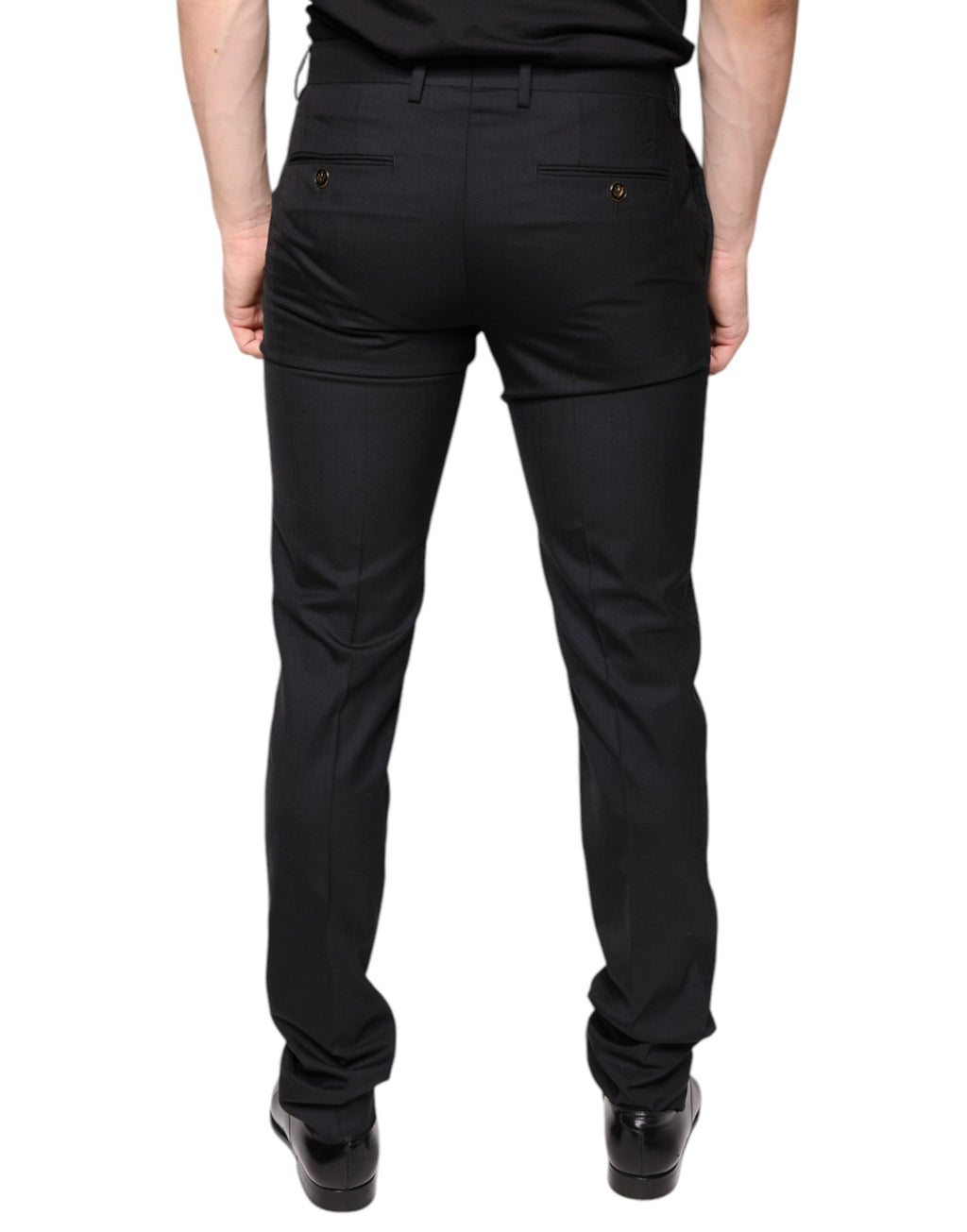 Pantalon habillé skinny en laine noire Dolce & Gabbana pour homme