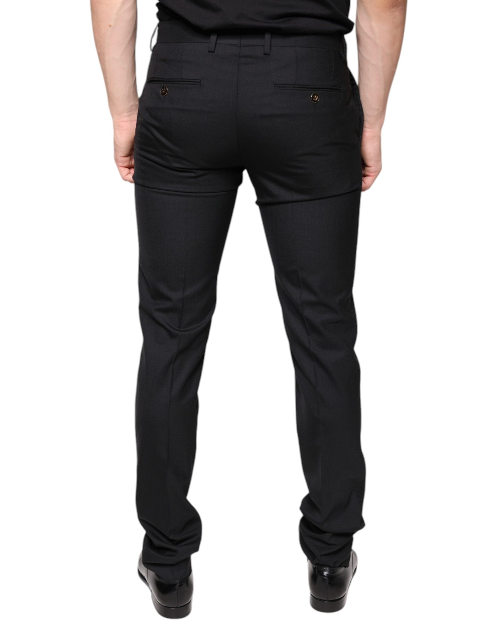 Pantalon habillé skinny en laine noire Dolce & Gabbana pour homme