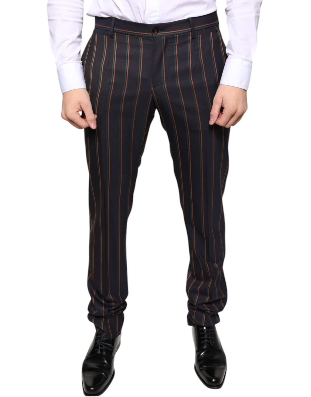 Pantalon habillé skinny pour homme Dolce & Gabbana à rayures marron