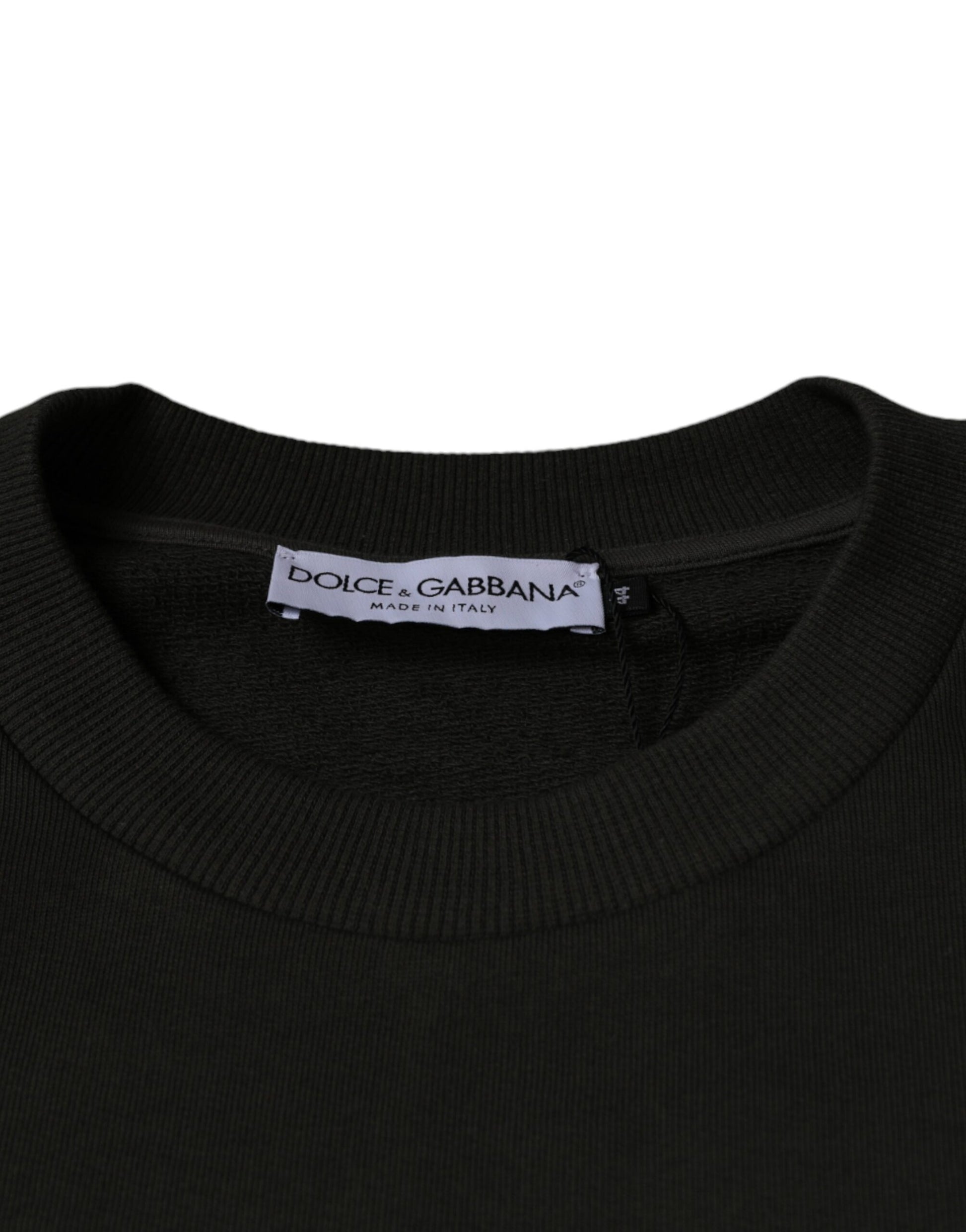 Pull Dolce & Gabbana vert kaki col ras du cou avec couronne DG
