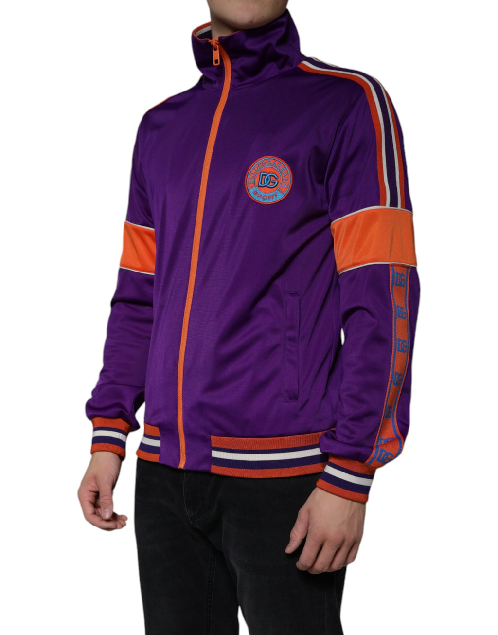 Dolce & Gabbana Pull à manches longues entièrement zippé en polyester violet