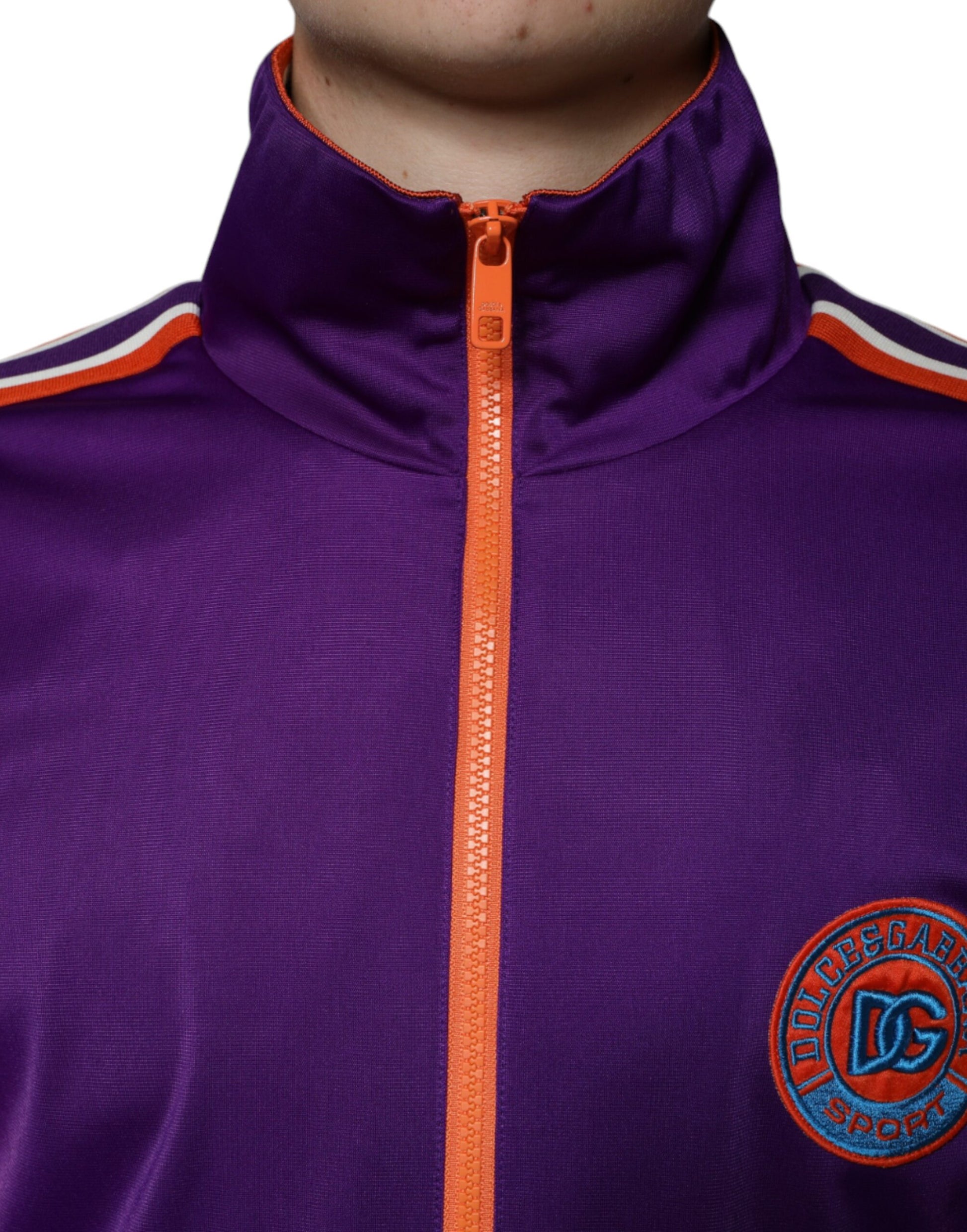 Dolce & Gabbana Pull à manches longues entièrement zippé en polyester violet