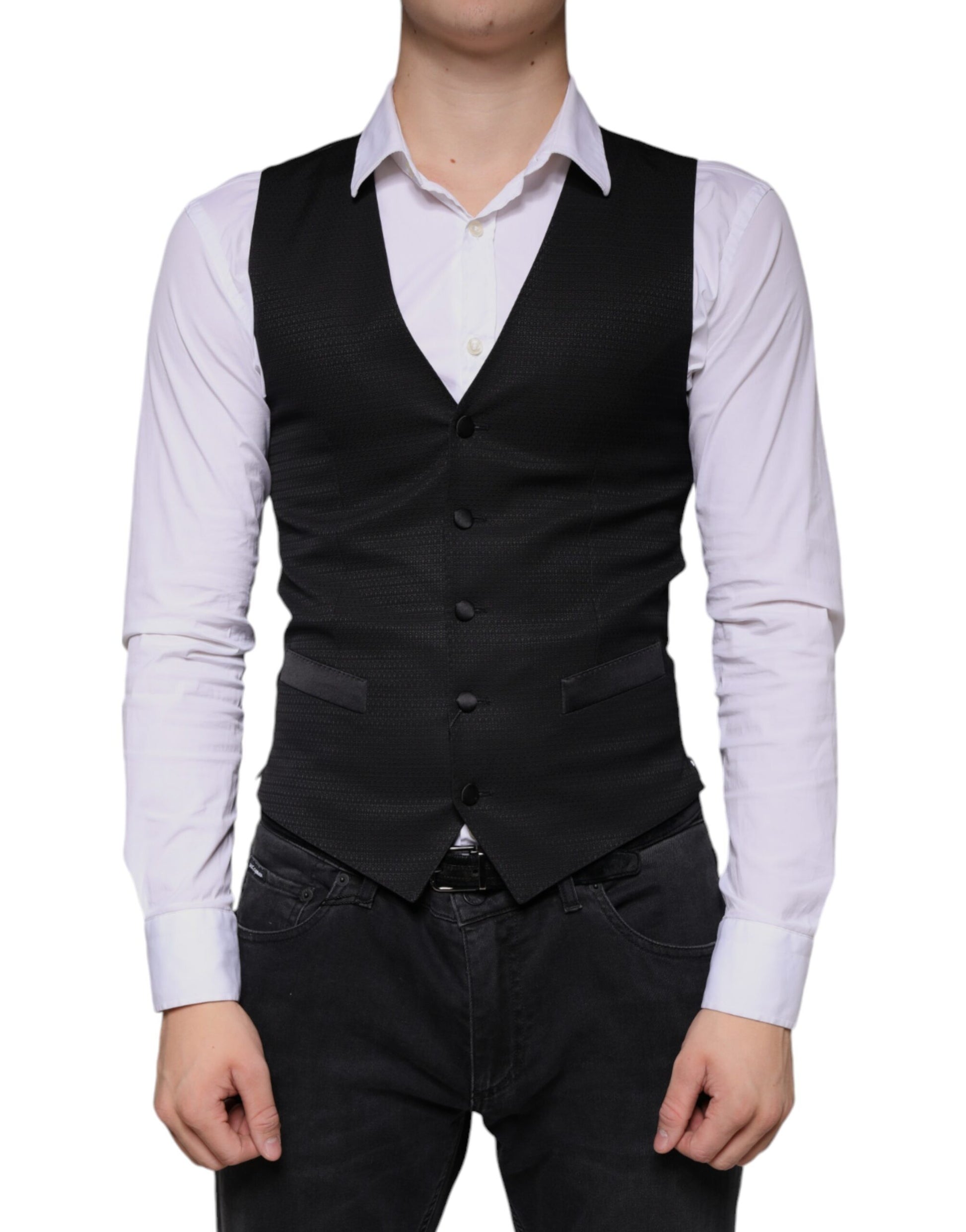 Dolce & Gabbana Gilet Noir en Laine Robe Gilet Formel