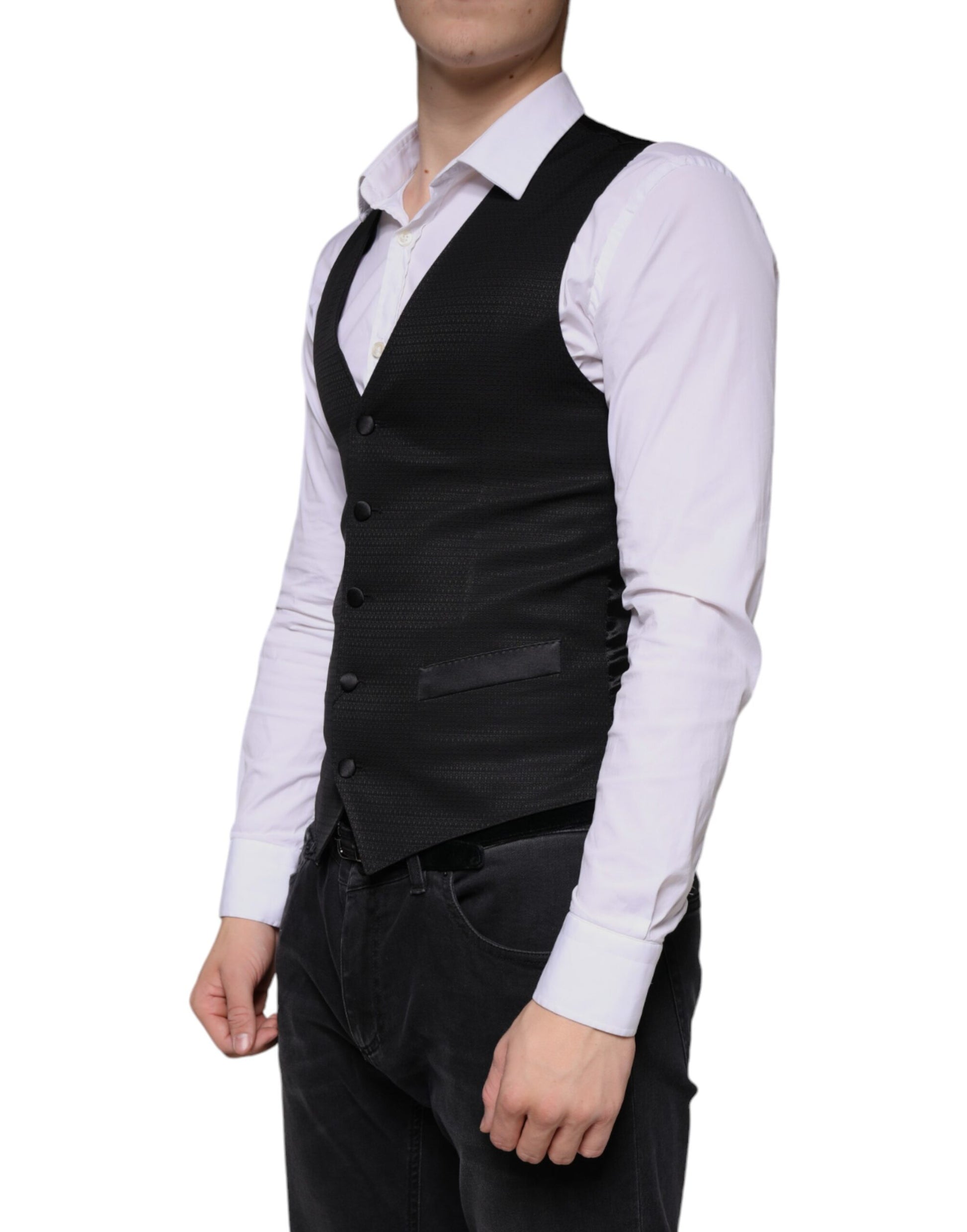 Dolce & Gabbana Gilet Noir en Laine Robe Gilet Formel
