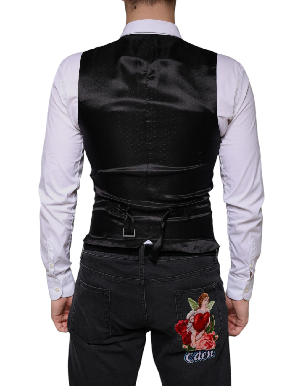Dolce & Gabbana Gilet Noir en Laine Robe Gilet Formel