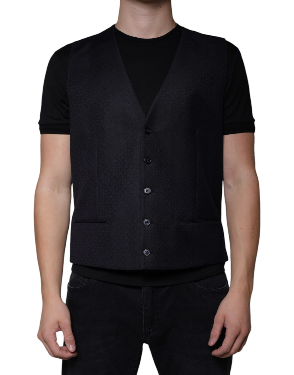 Dolce & Gabbana Gilet Noir en Laine Robe Gilet Formel