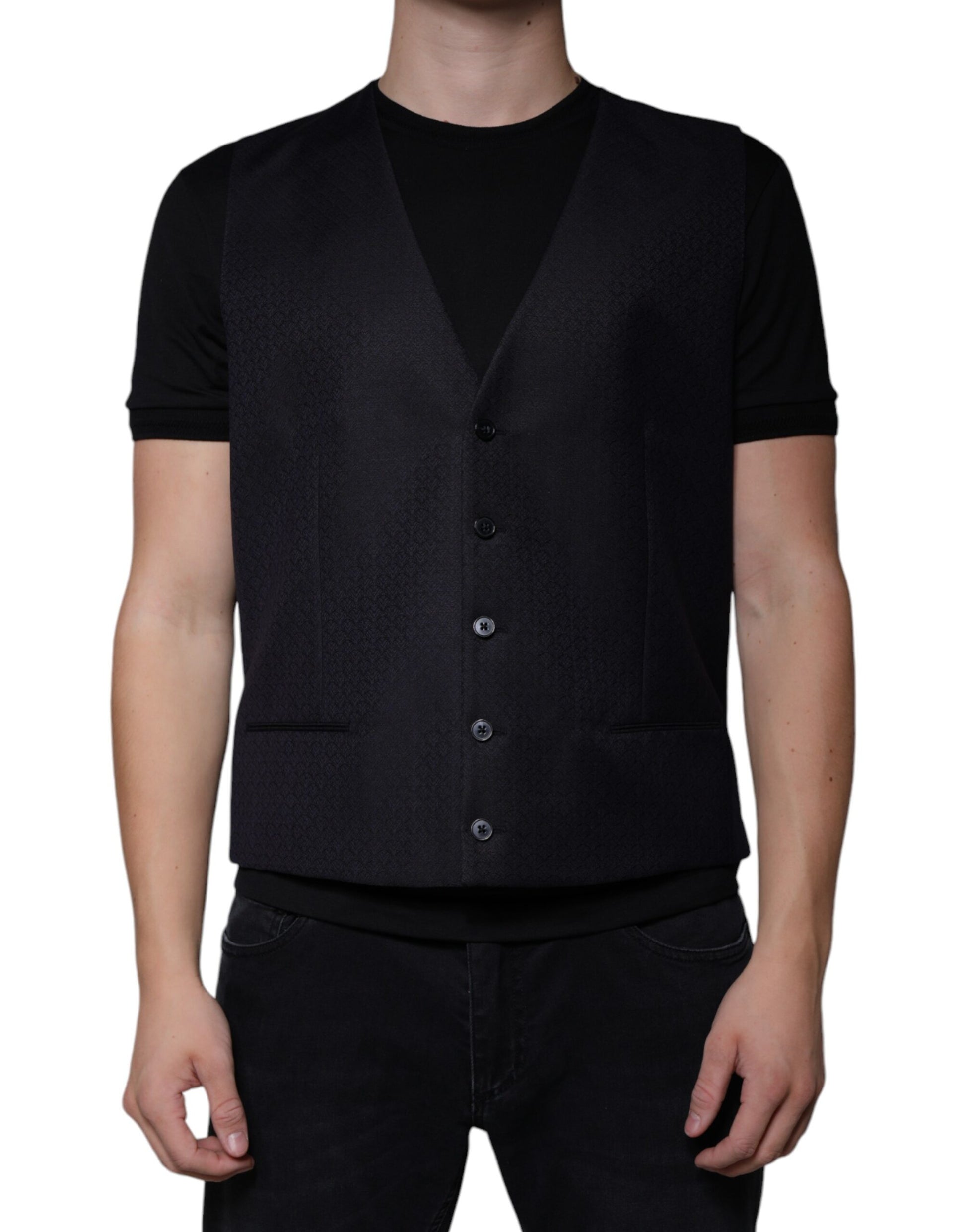 Dolce & Gabbana Gilet Noir en Laine Robe Gilet Formel