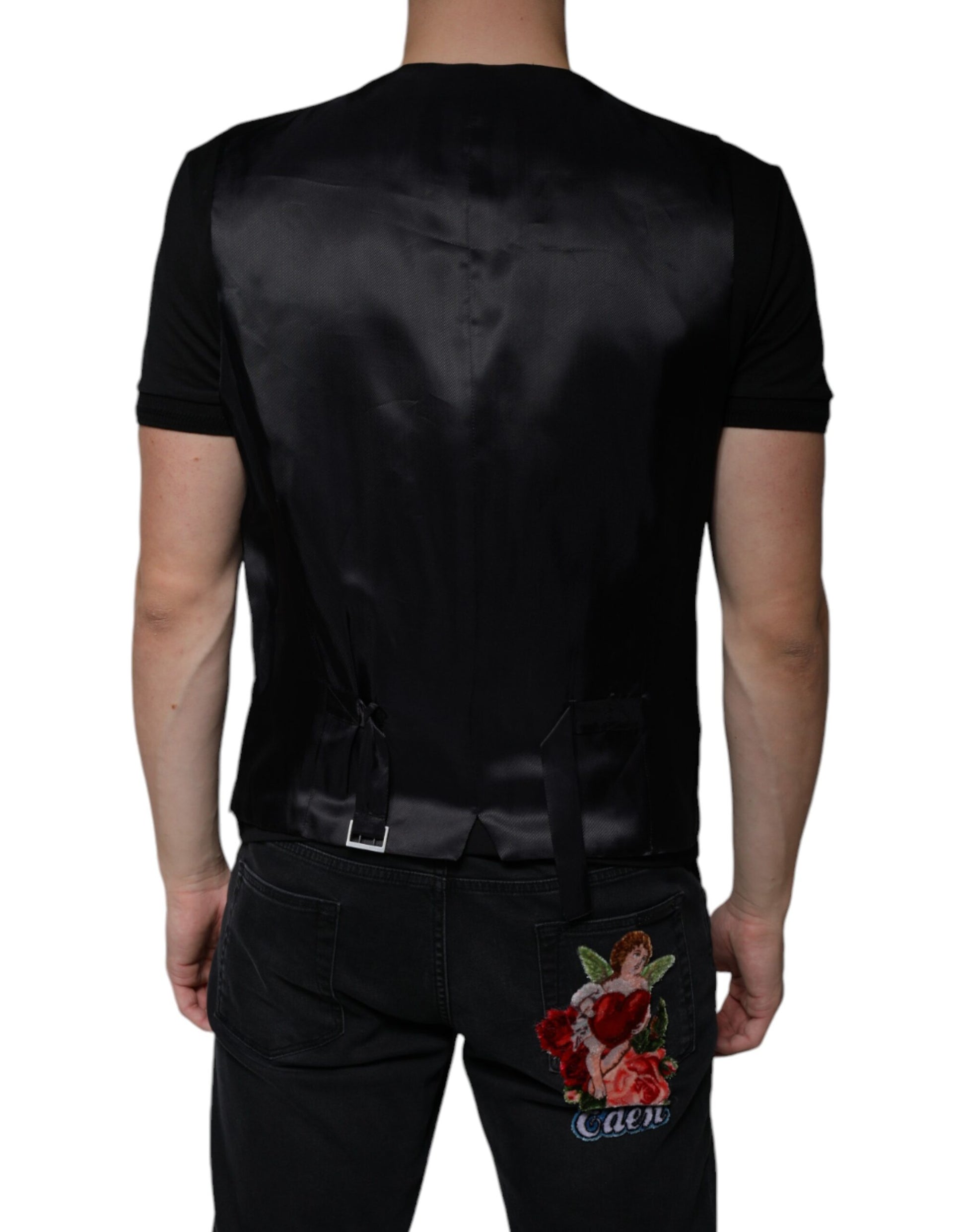 Dolce & Gabbana Gilet Noir en Laine Robe Gilet Formel