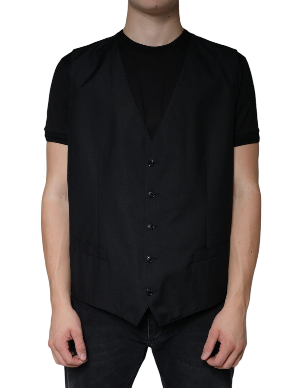 Dolce & Gabbana Gilet Noir en Laine Robe Gilet Formel