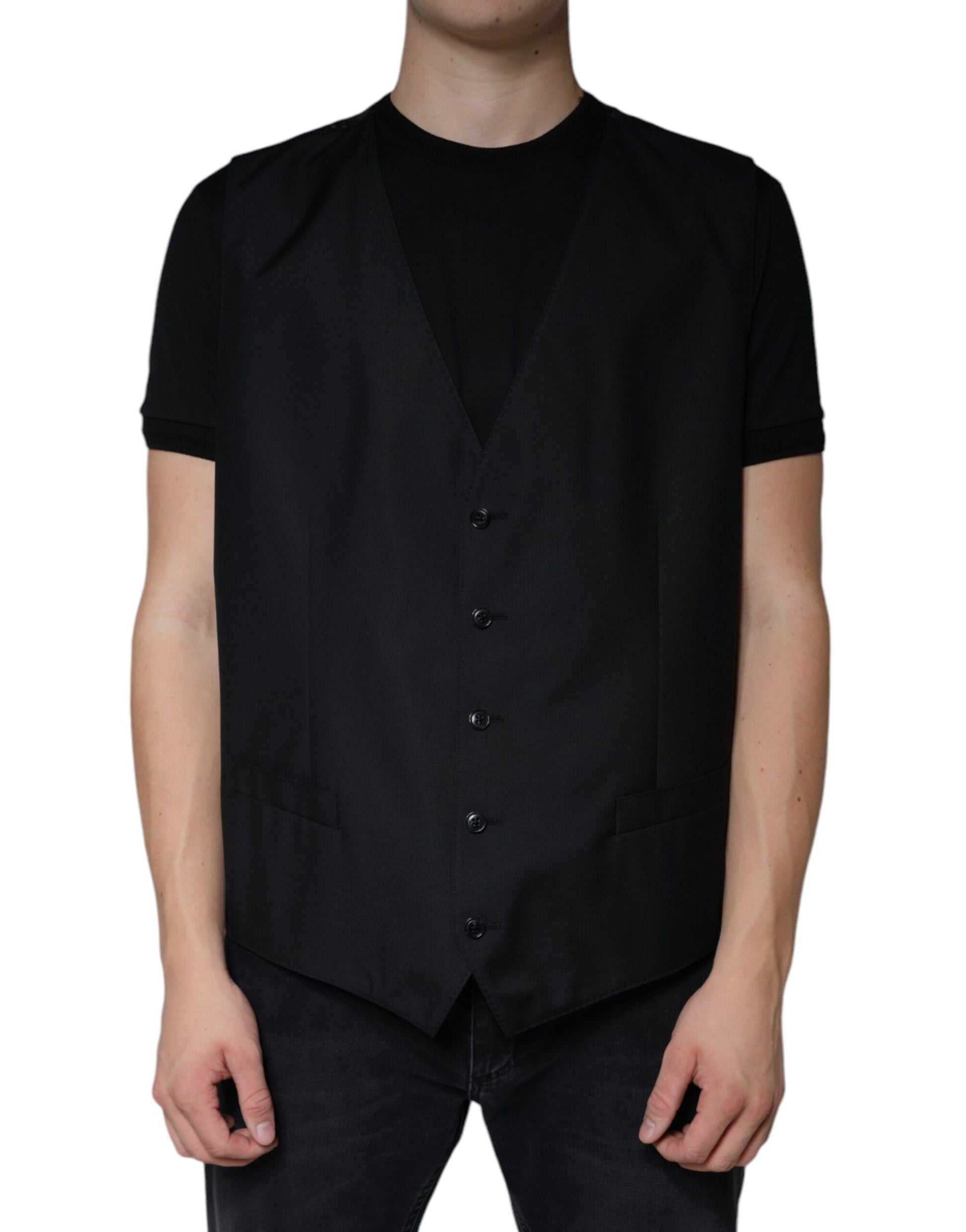 Dolce & Gabbana Gilet Noir en Laine Robe Gilet Formel